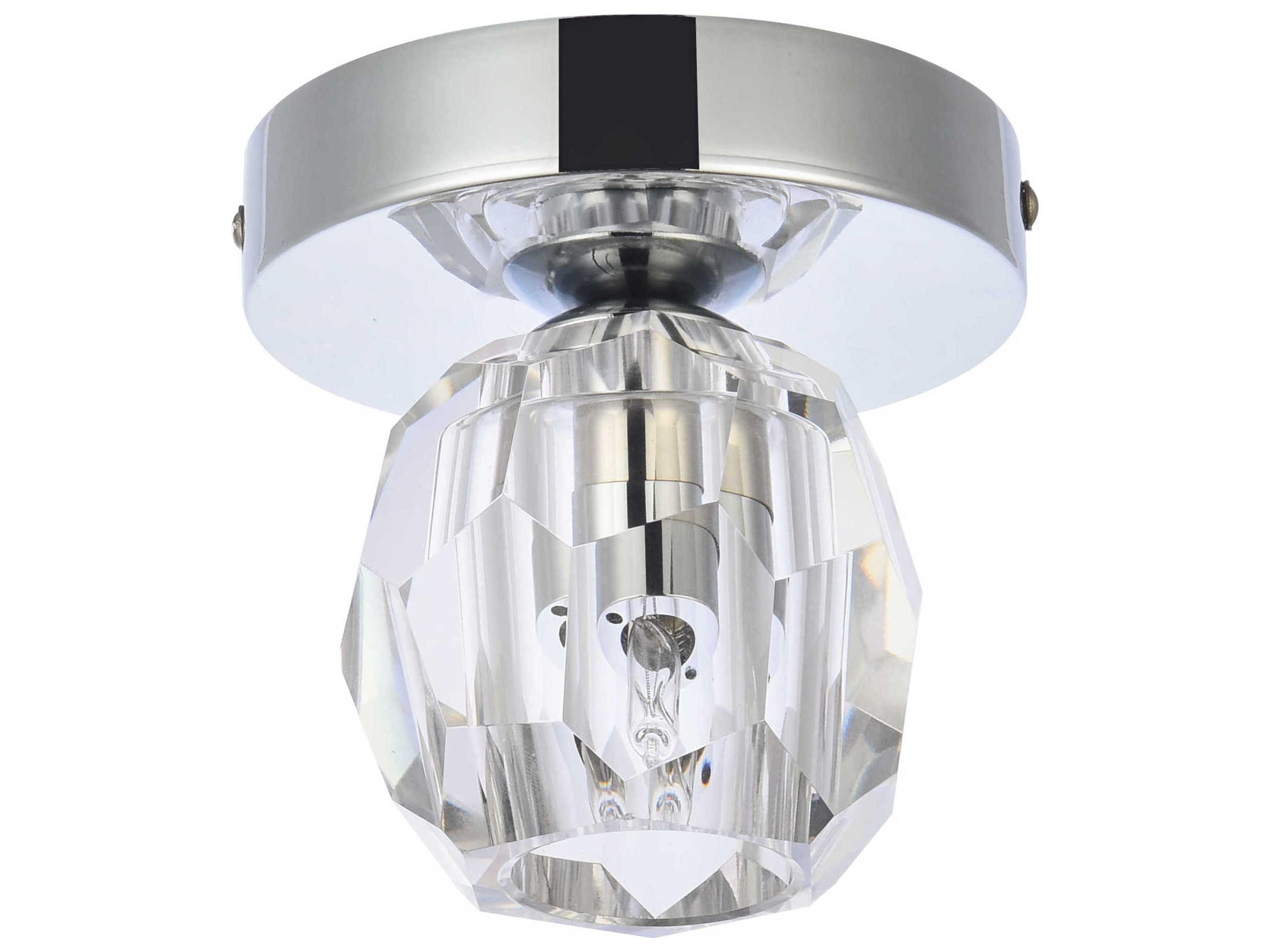 Elegant Lighting Eren 1-Light Chrome Crystal Glass Geometric Flush Mount