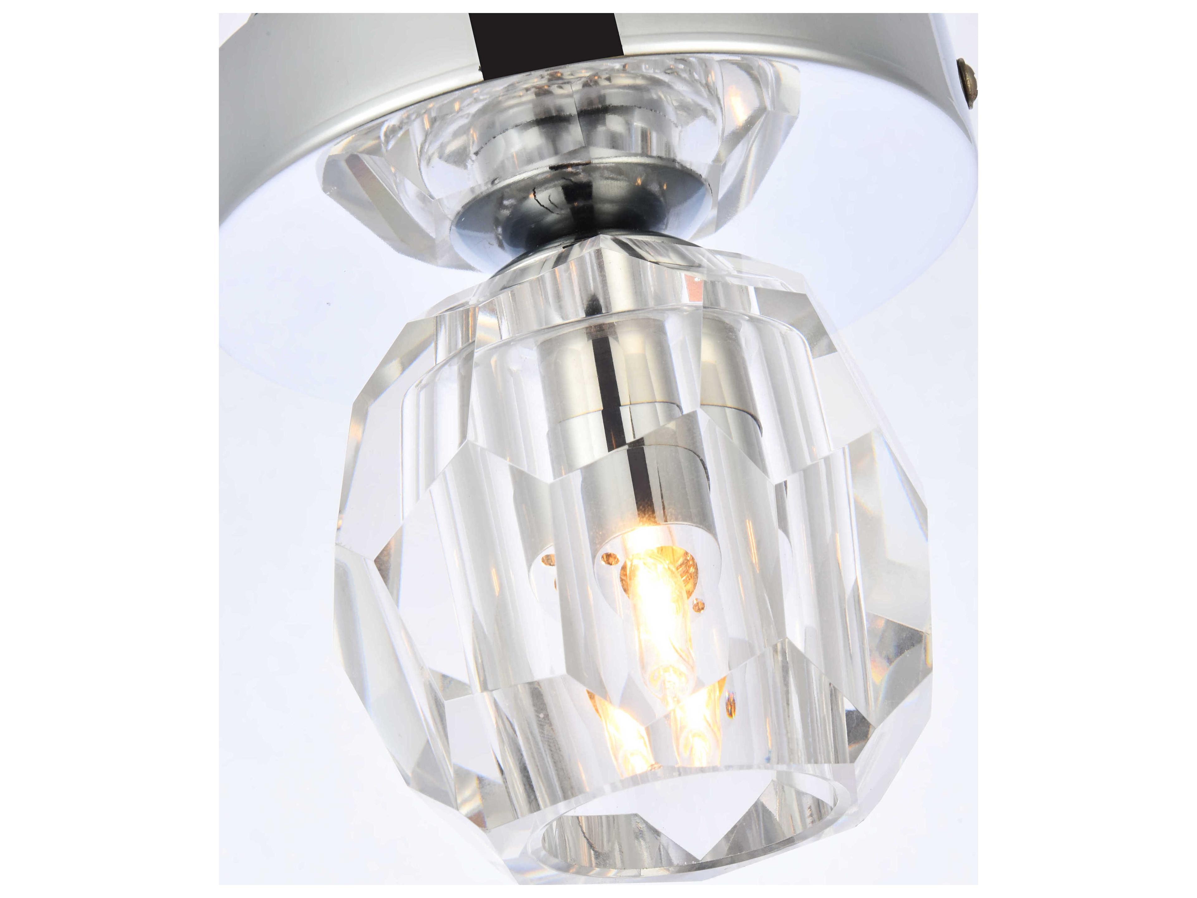 Elegant Lighting Eren 1-Light Chrome Crystal Glass Geometric Flush Mount