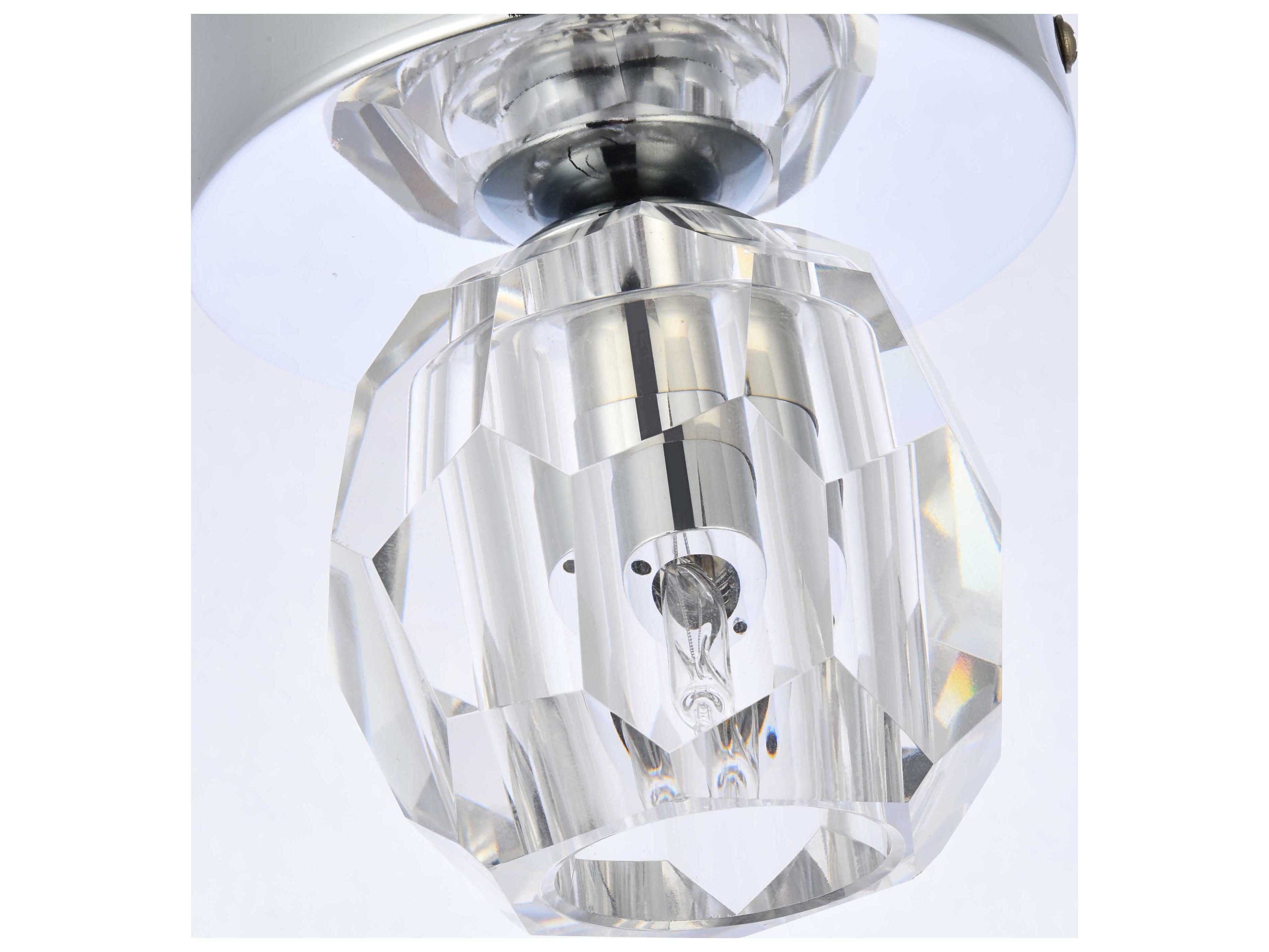 Elegant Lighting Eren 1-Light Chrome Crystal Glass Geometric Flush Mount