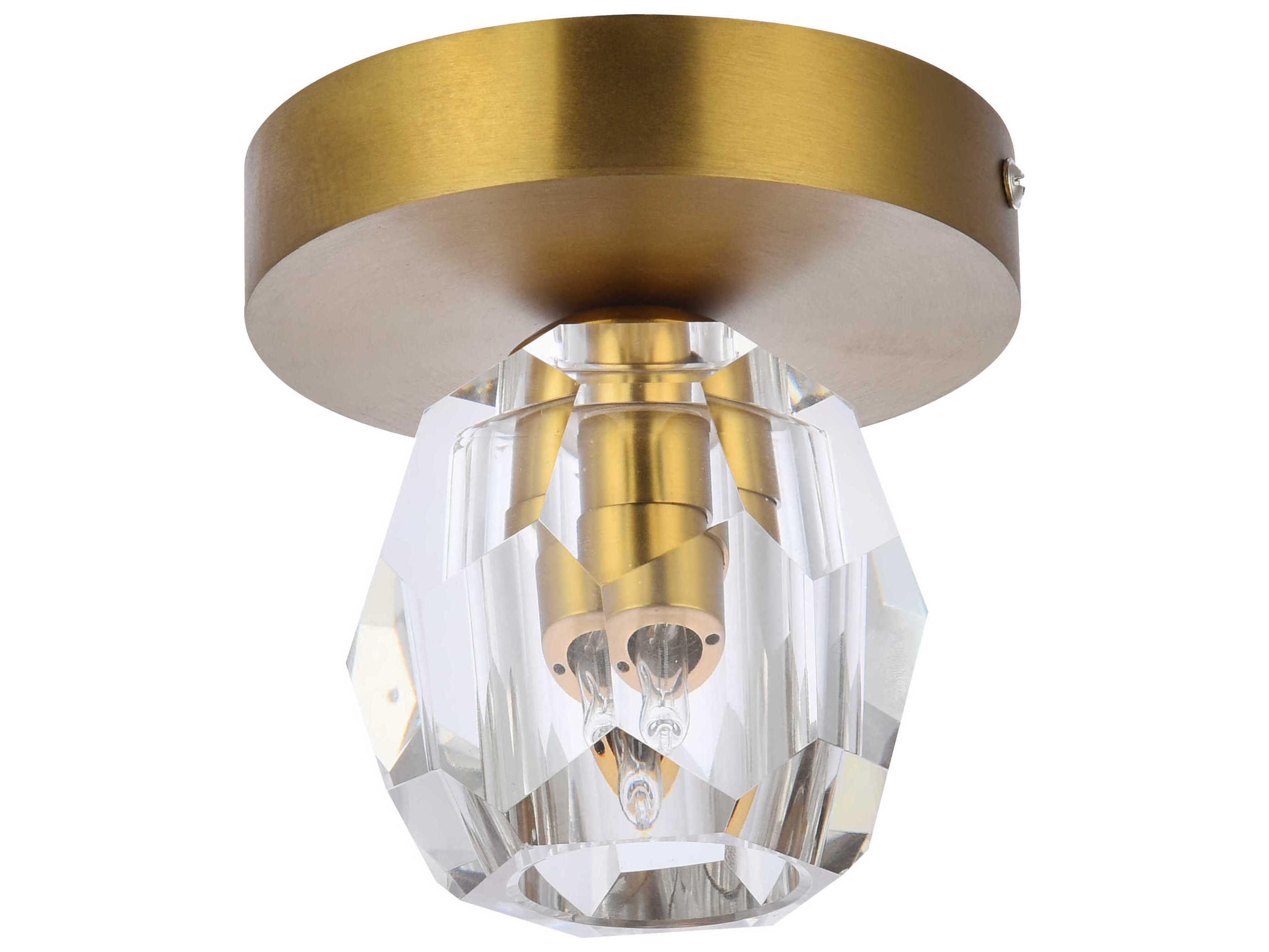 Elegant Lighting Eren 1-Light Gold Crystal Glass Geometric Flush Mount