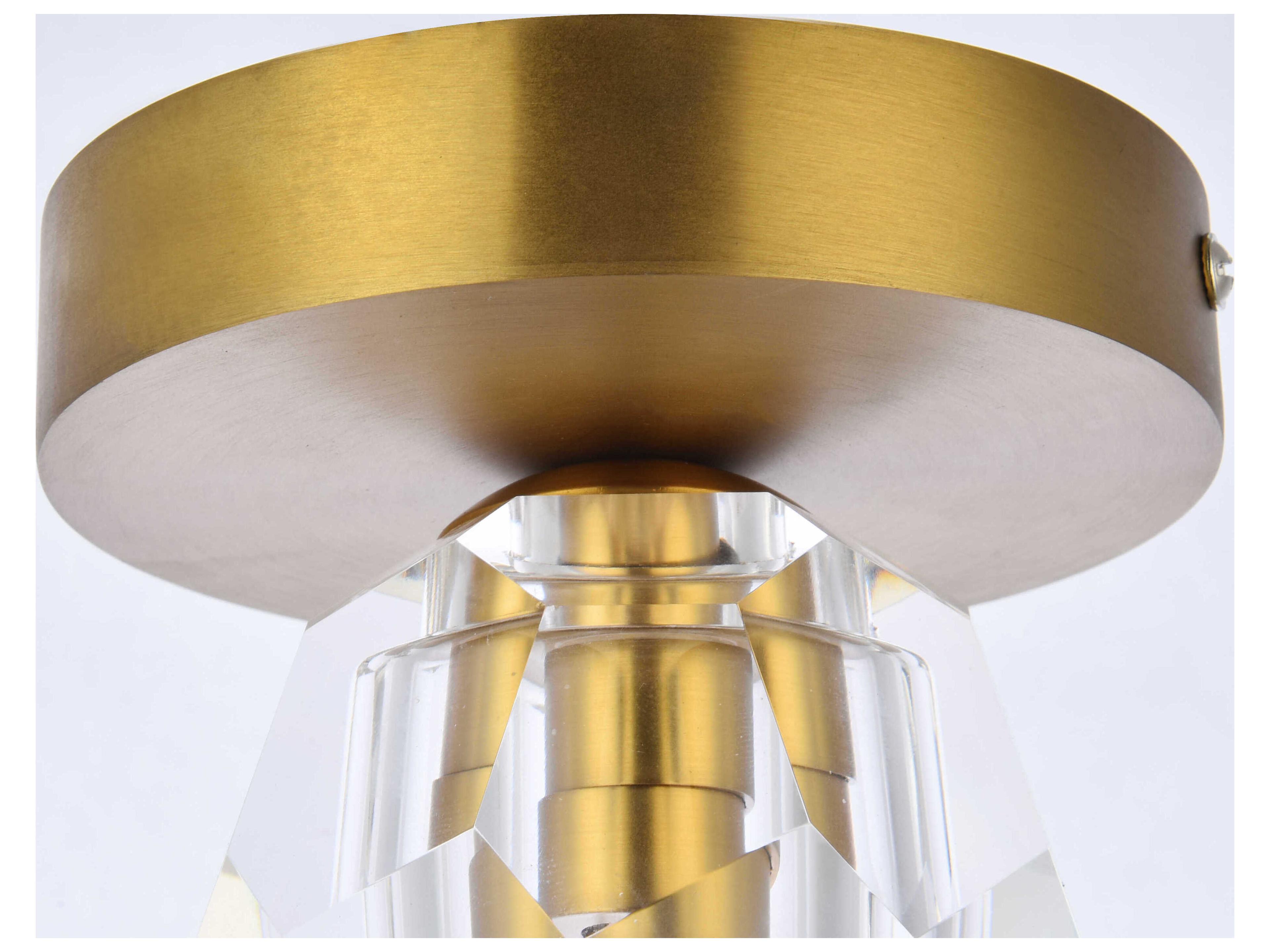 Elegant Lighting Eren 1-Light Gold Crystal Glass Geometric Flush Mount