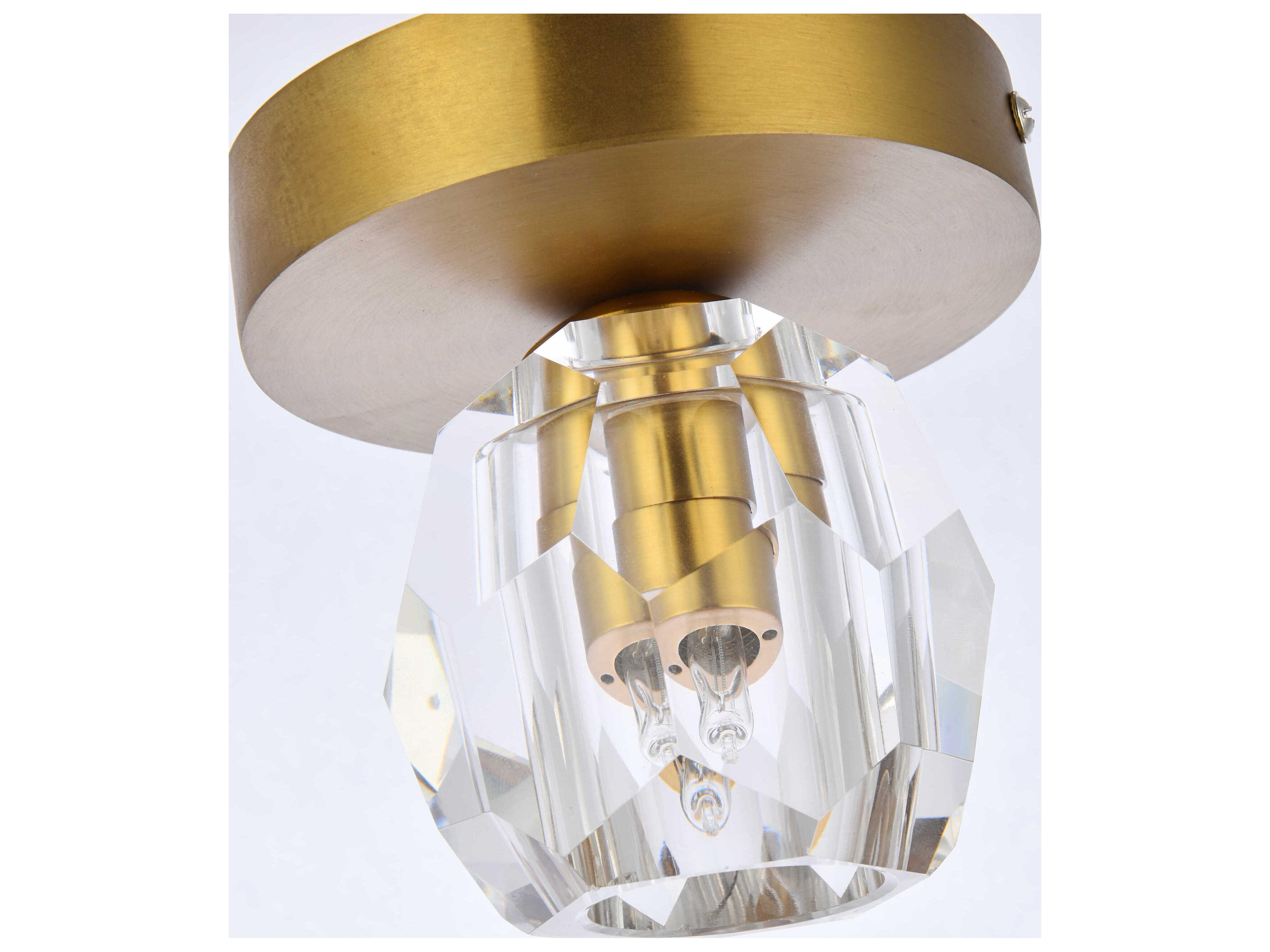 Elegant Lighting Eren 1-Light Gold Crystal Glass Geometric Flush Mount