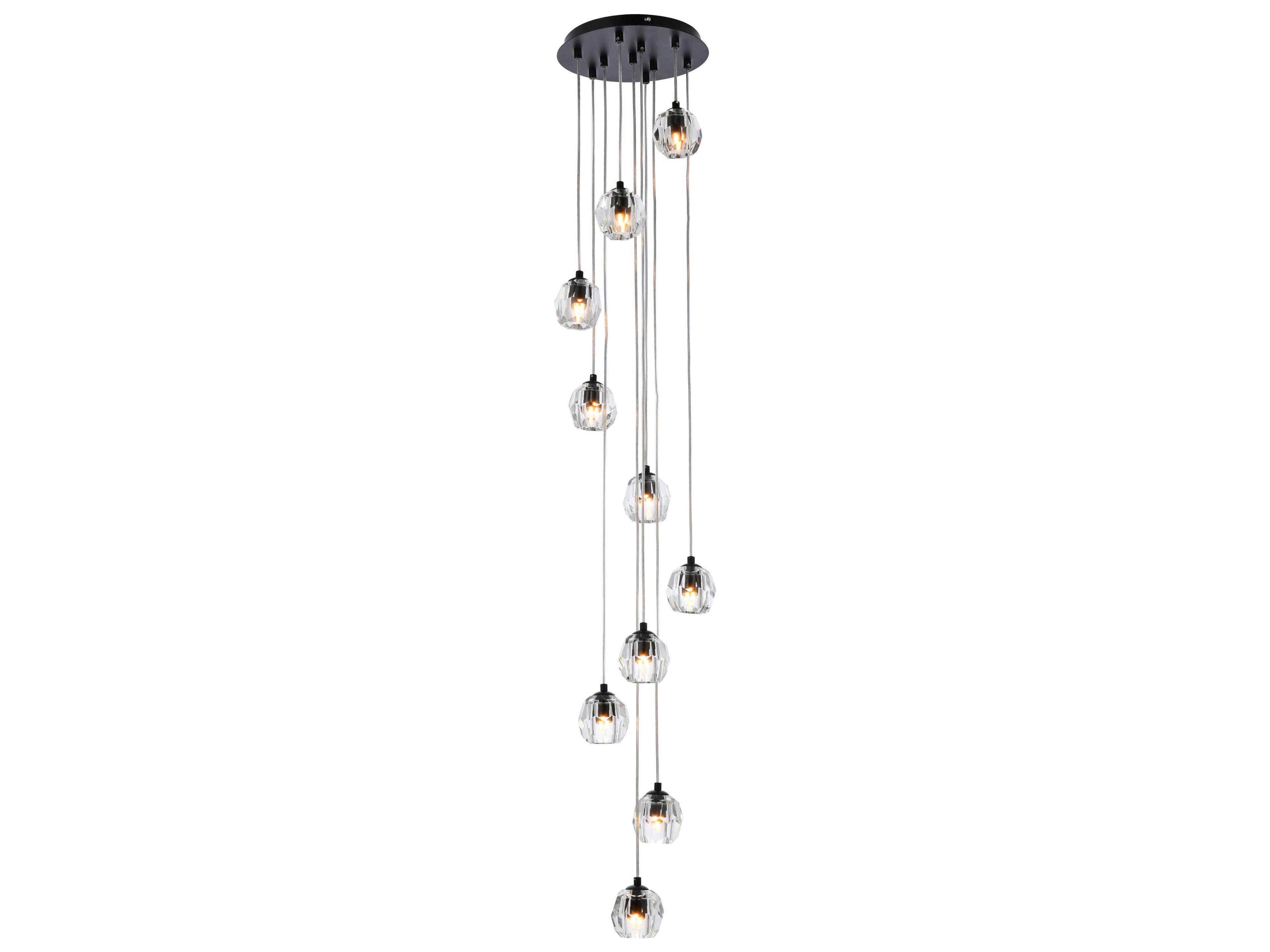 Eren 10-Light Black Crystal Glass Geometric Pendant
