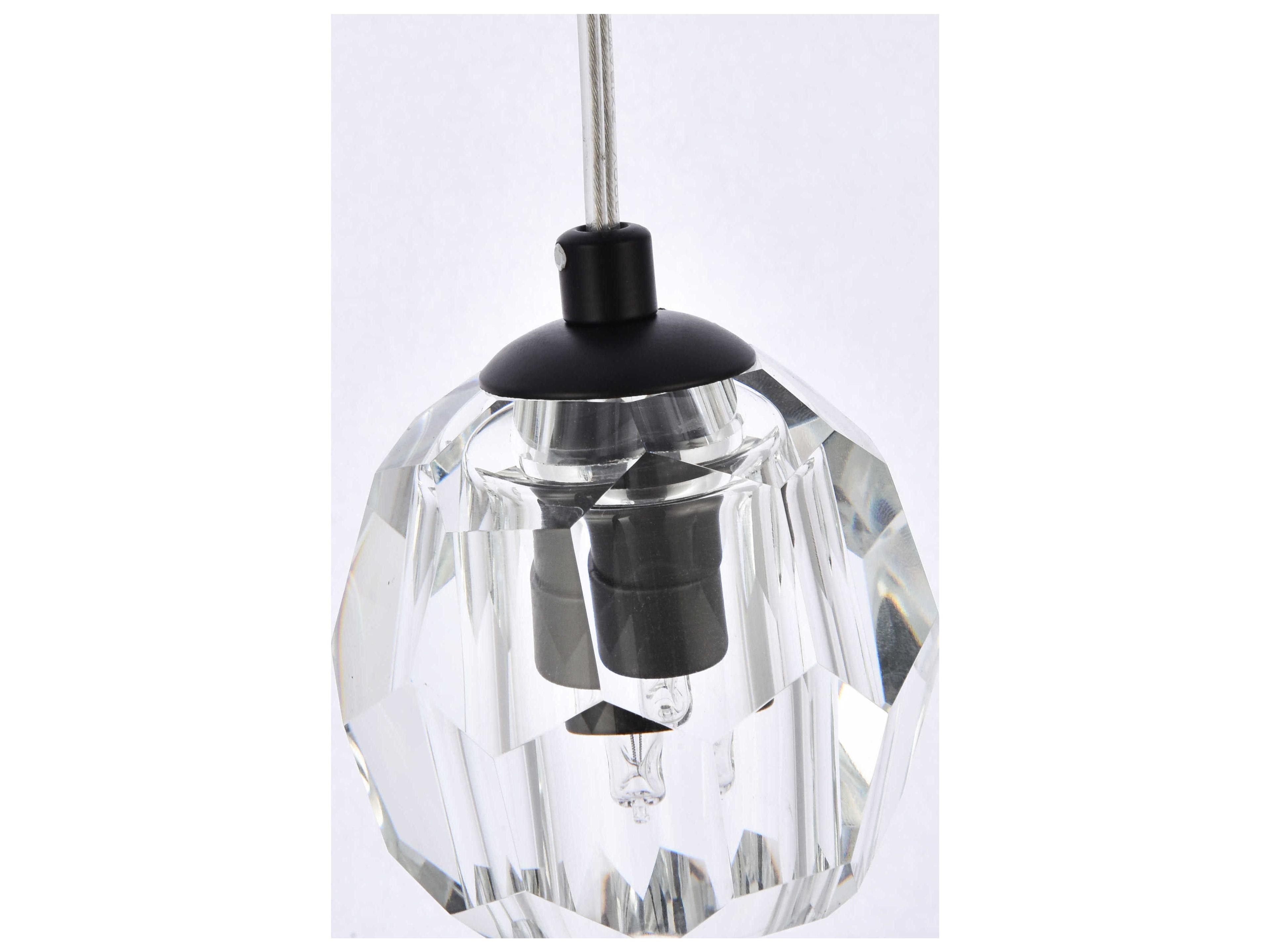 Elegant Lighting Eren 10-Light Black Crystal Glass Geometric Pendant