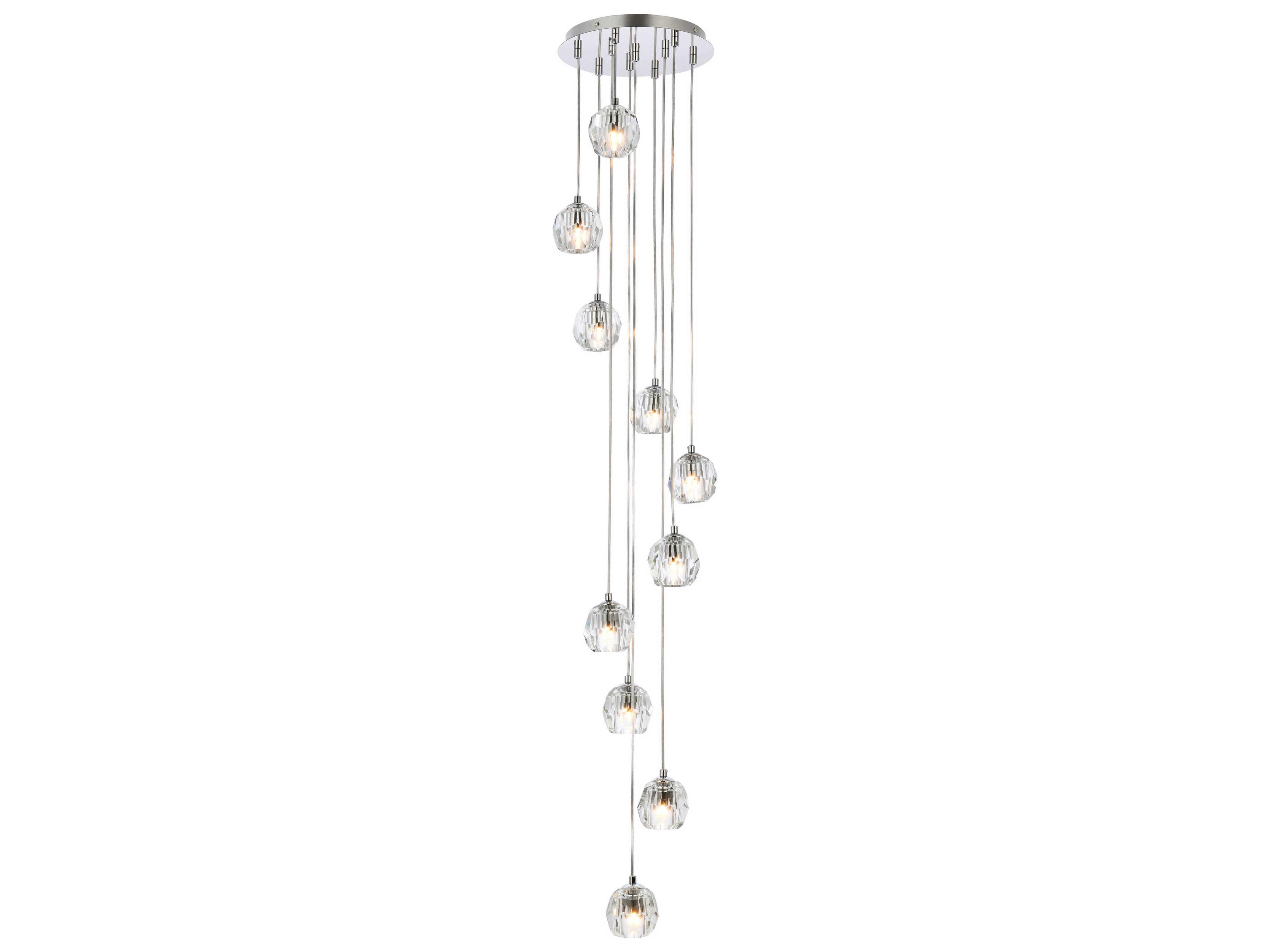 Eren 10-Light Chrome Crystal Glass Geometric Pendant