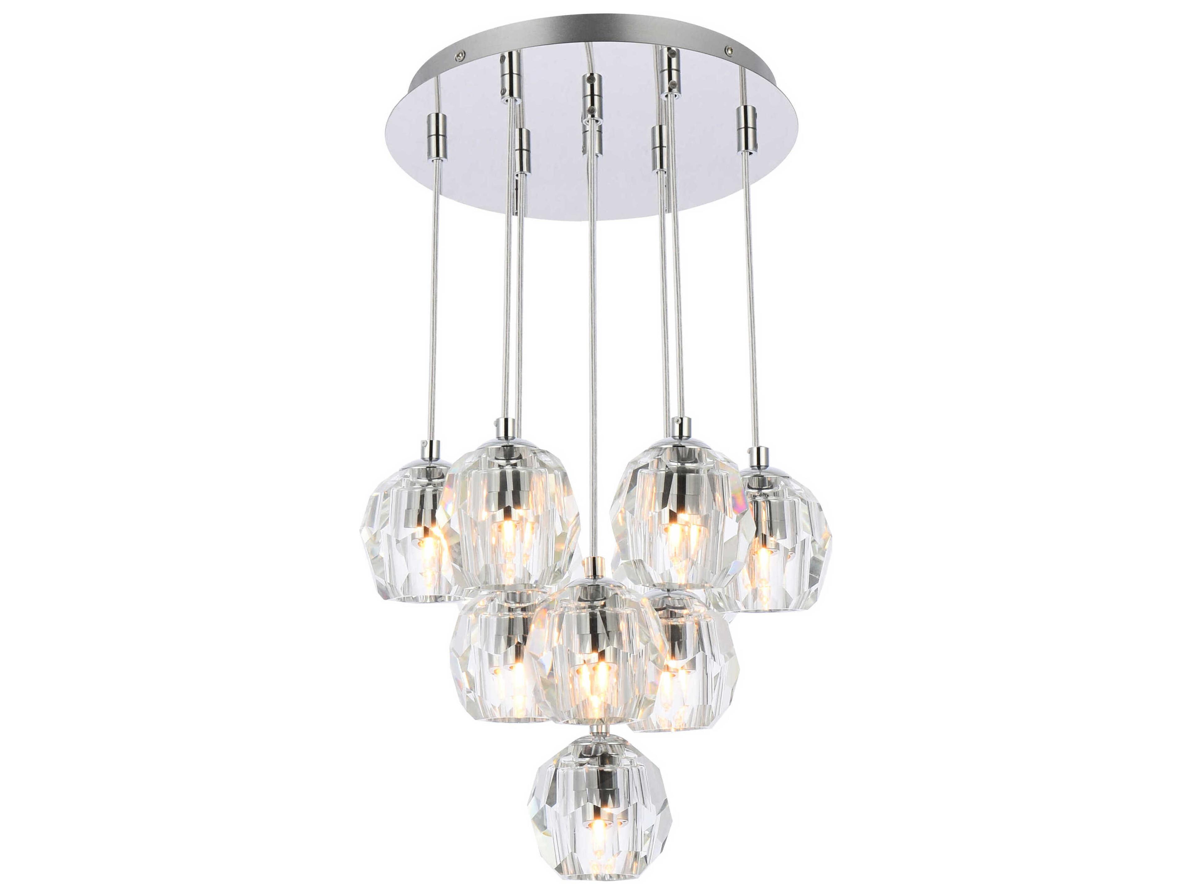 Elegant Lighting Eren 10-Light Chrome Crystal Glass Geometric Pendant