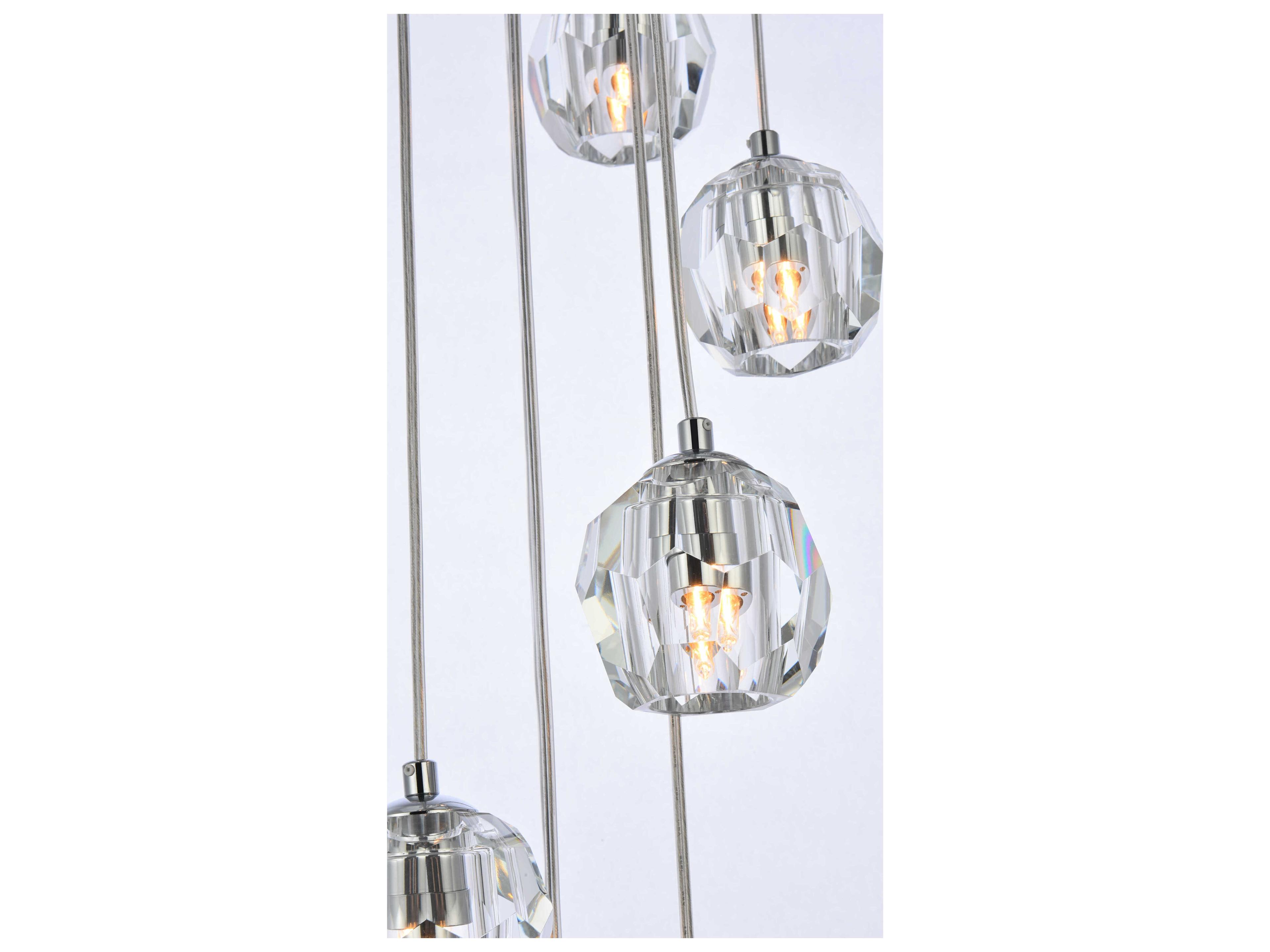 Elegant Lighting Eren 10-Light Chrome Crystal Glass Geometric Pendant