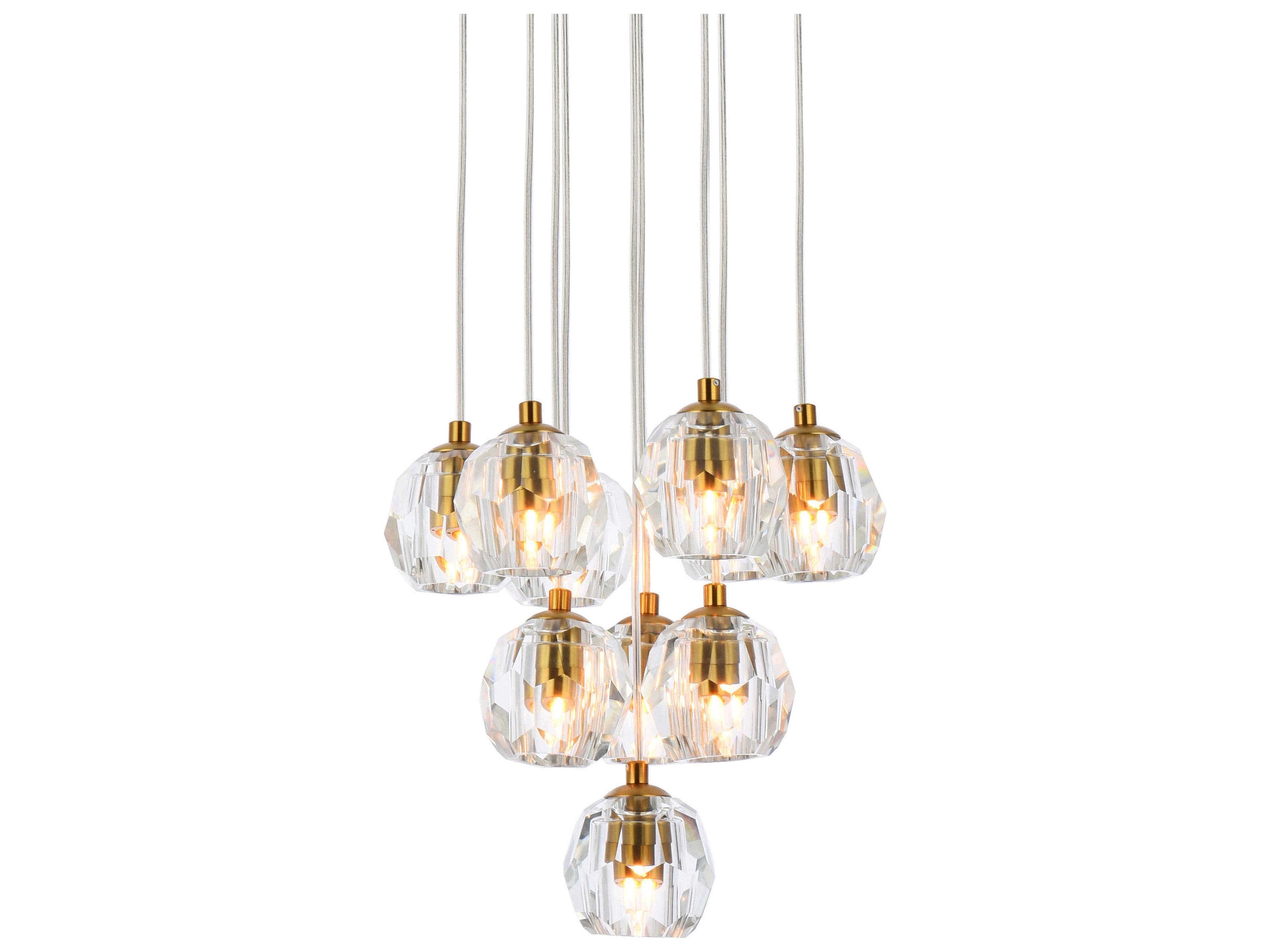 Elegant Lighting Eren 10-Light Gold Crystal Glass Geometric Pendant