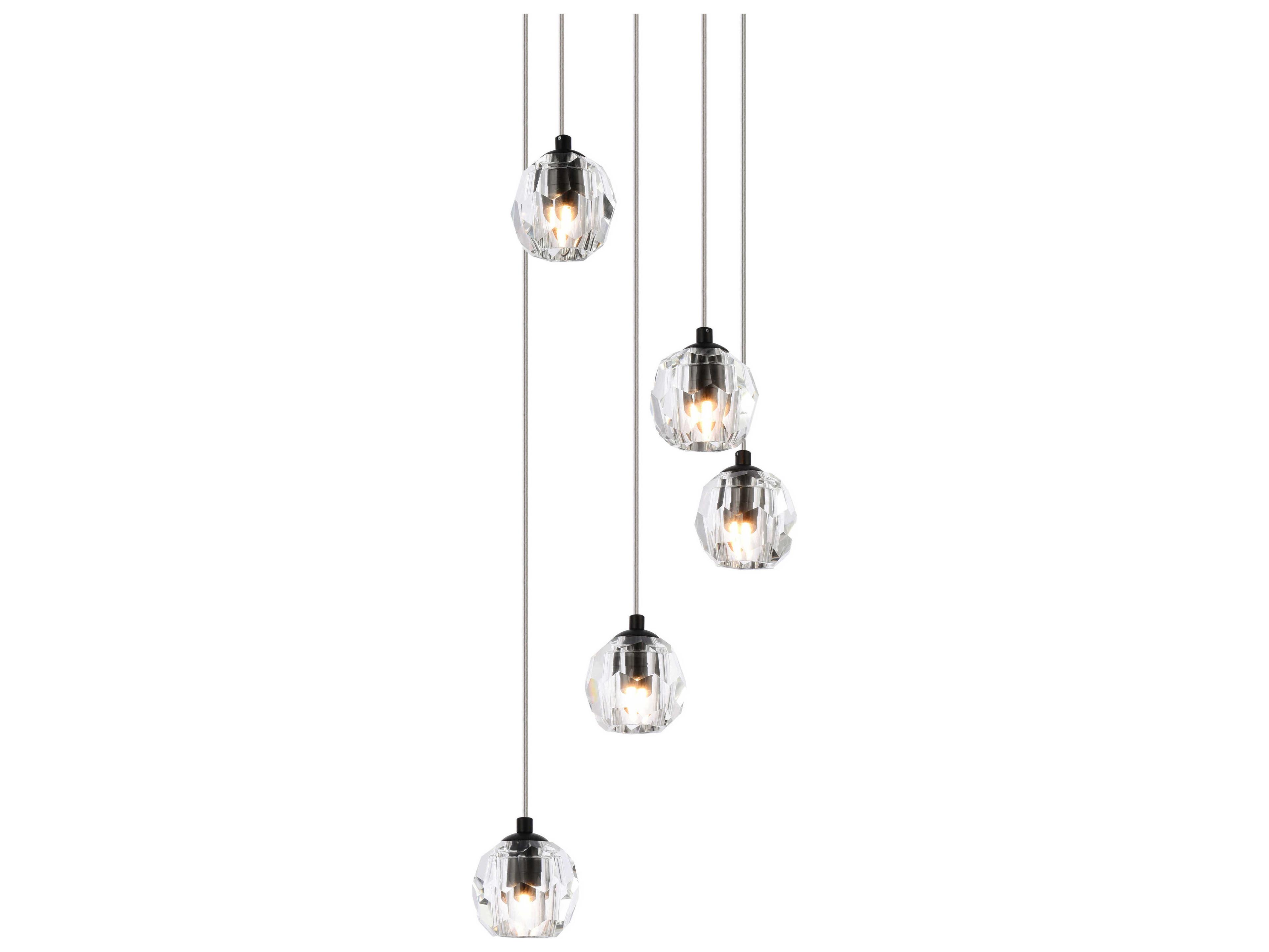 Elegant Lighting Eren 5-Light Black Crystal Glass Geometric Pendant