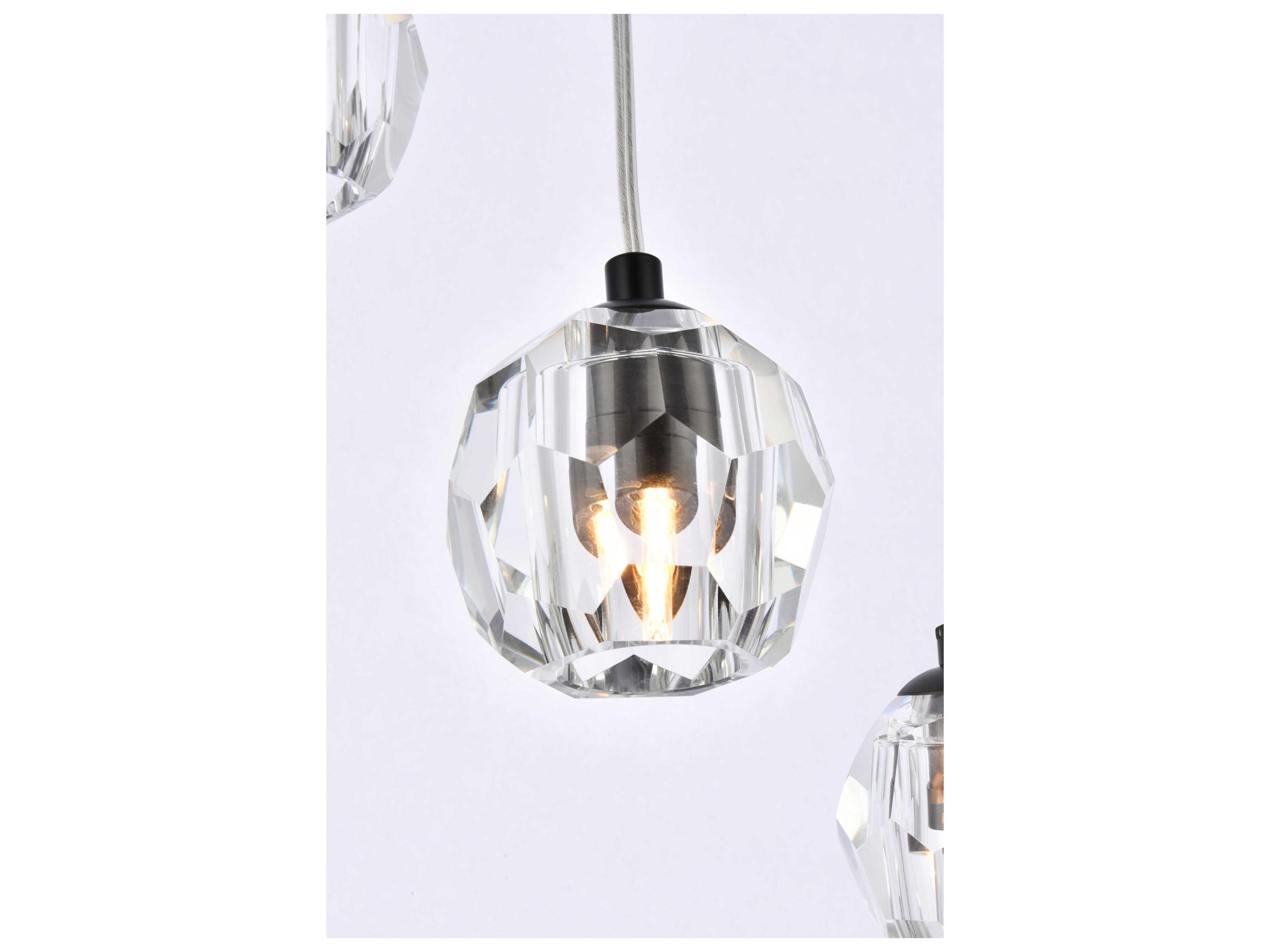 Elegant Lighting Eren 5-Light Black Crystal Glass Geometric Pendant