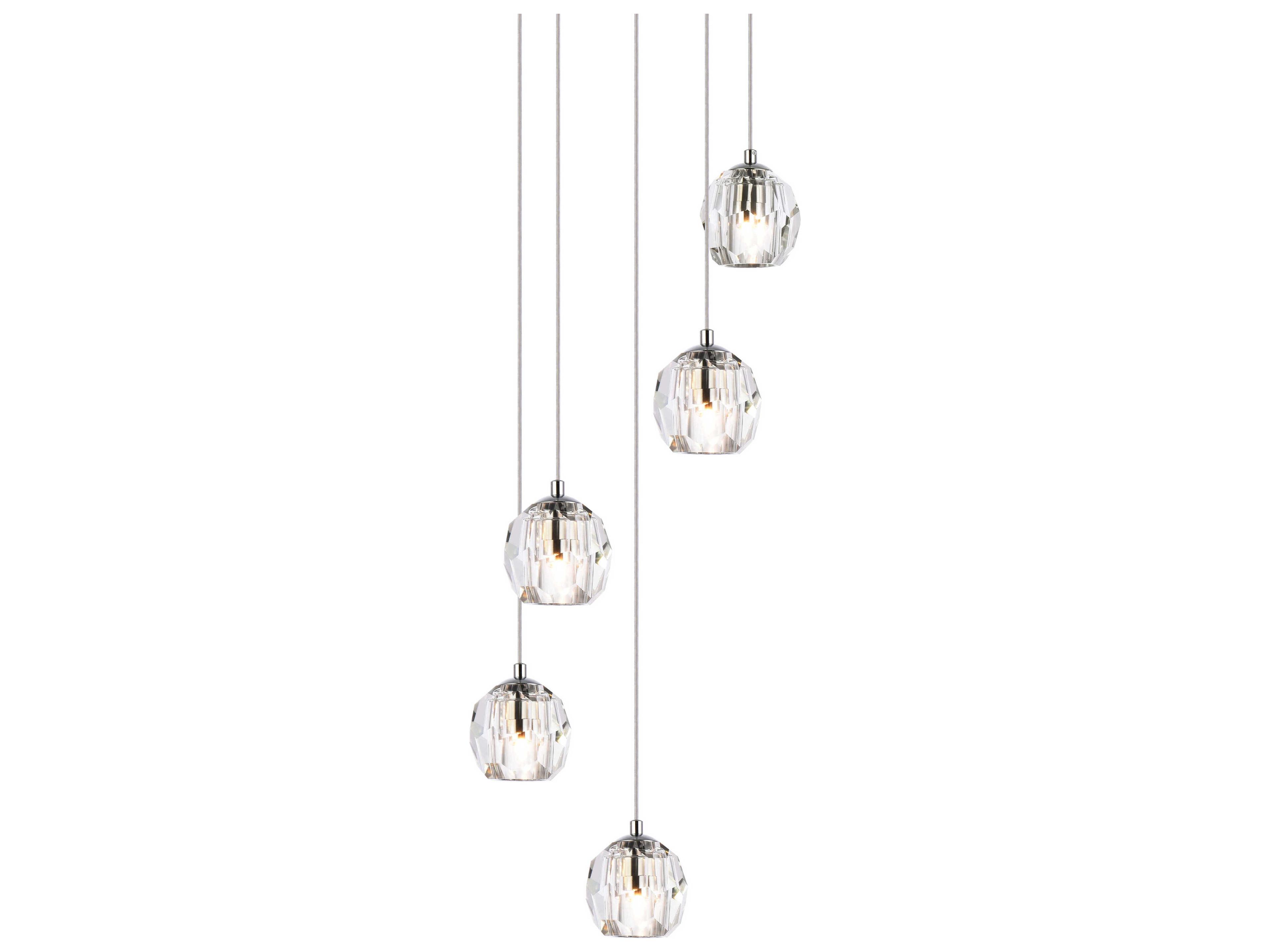 Elegant Lighting Eren 5-Light Chrome Crystal Glass Geometric Pendant