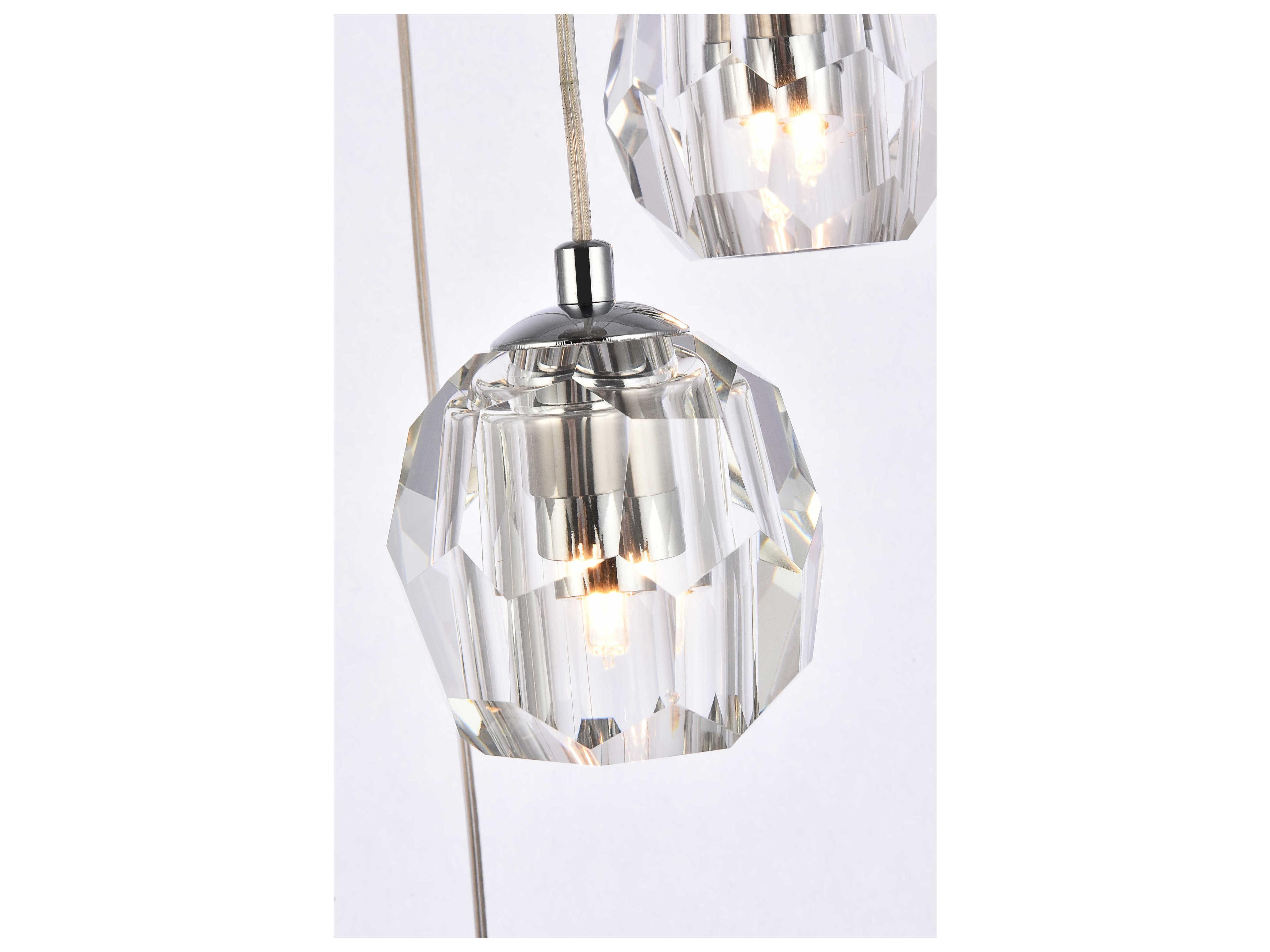Elegant Lighting Eren 5-Light Chrome Crystal Glass Geometric Pendant