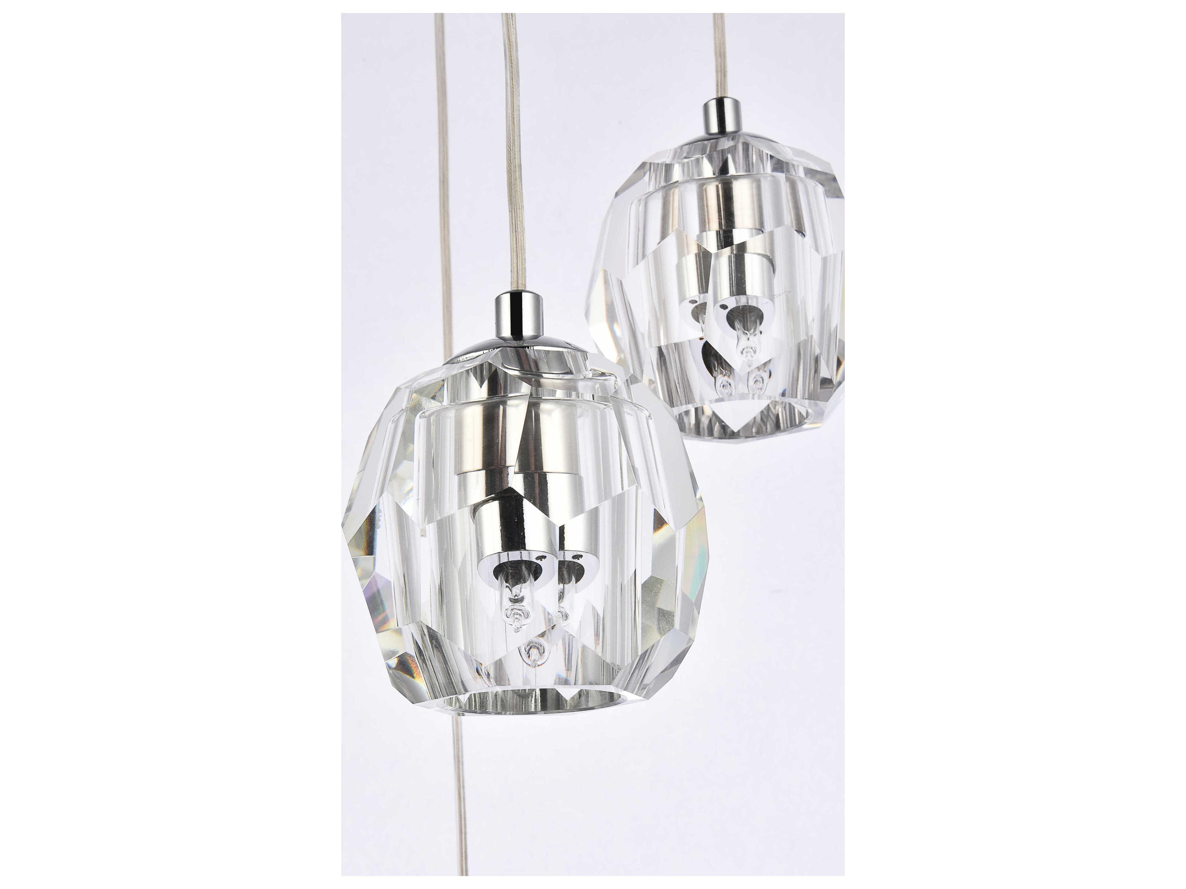 Elegant Lighting Eren 5-Light Chrome Crystal Glass Geometric Pendant