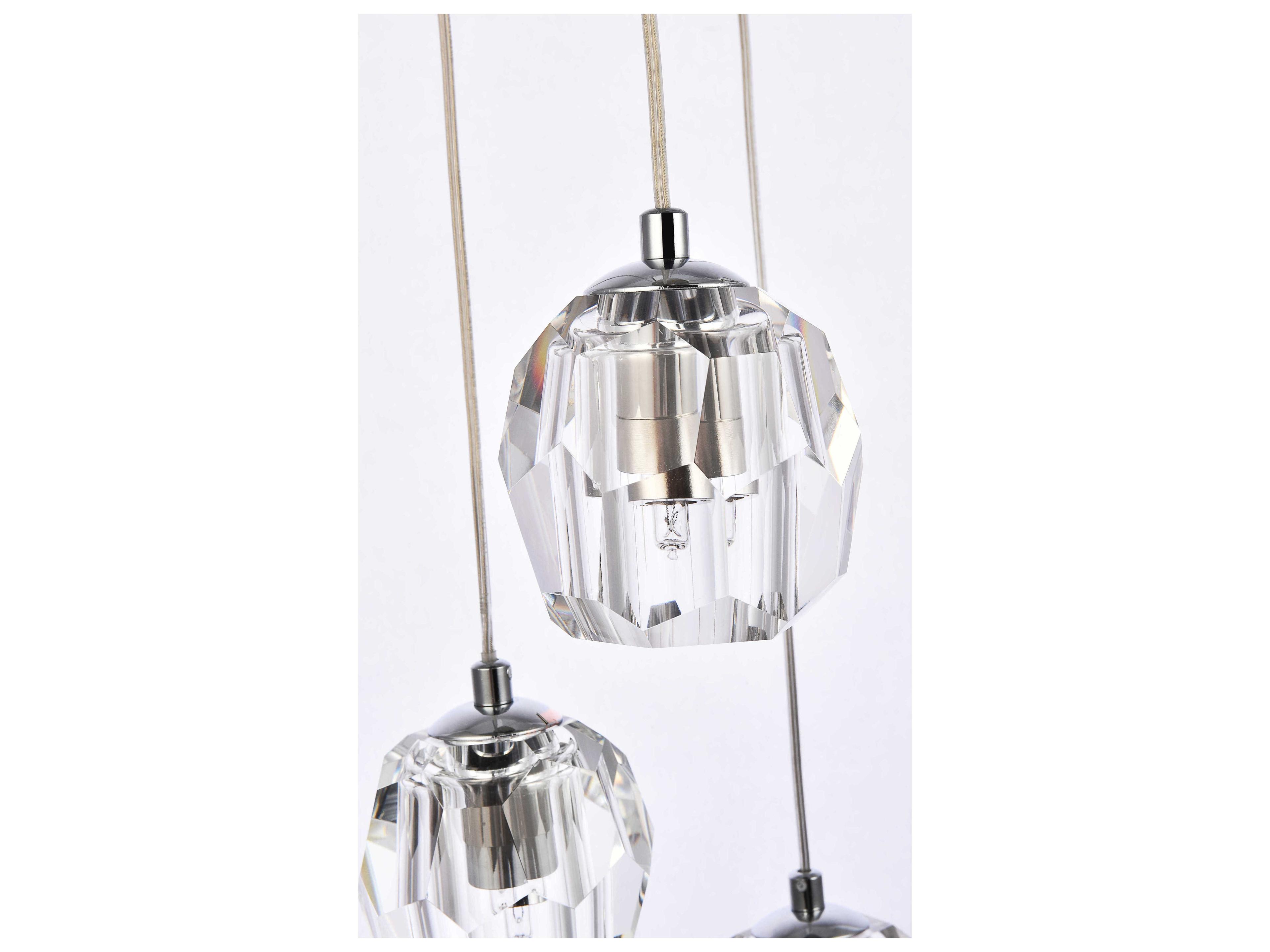 Elegant Lighting Eren 5-Light Chrome Crystal Glass Geometric Pendant