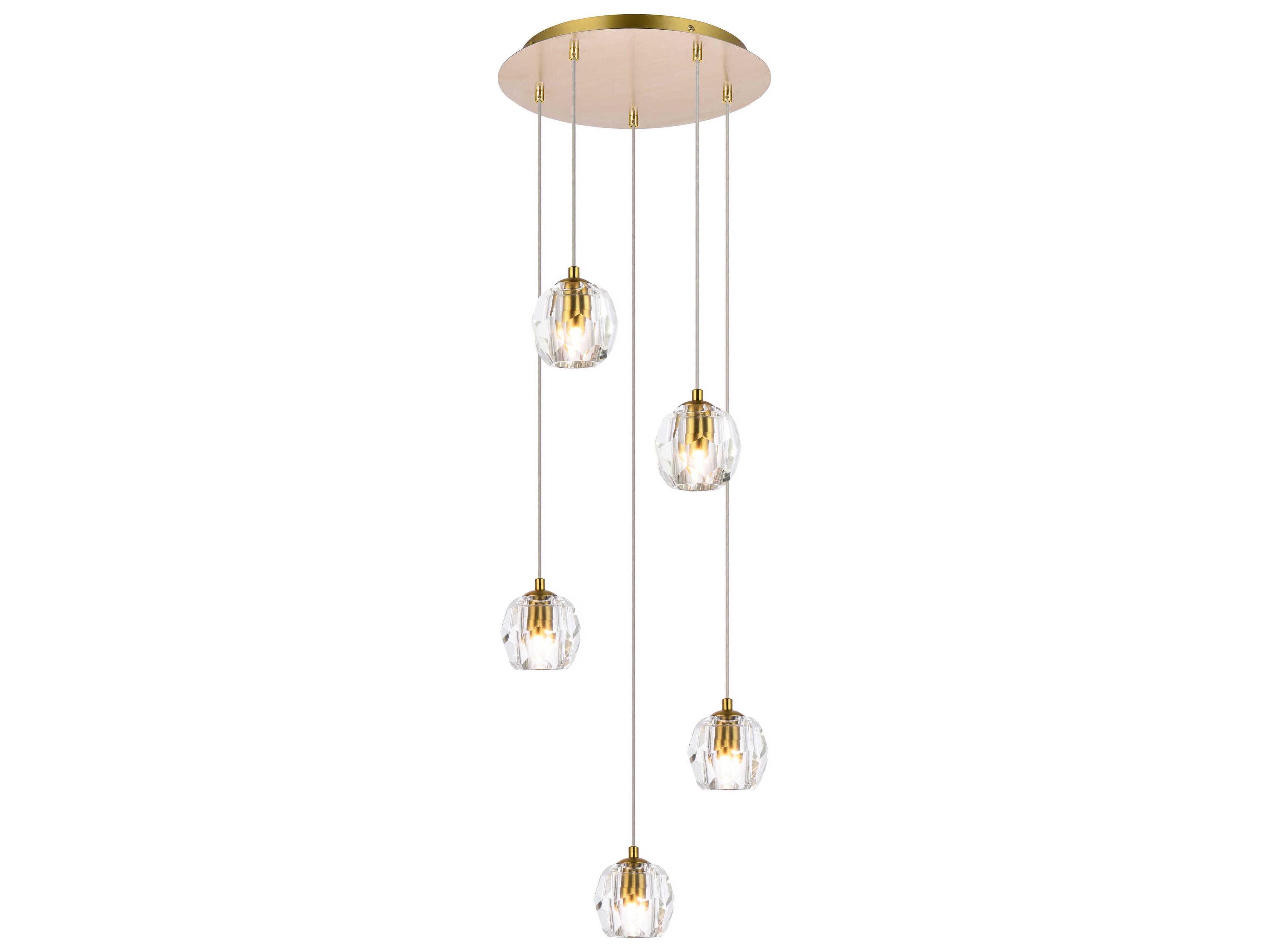 Eren 5-Light Gold Crystal Glass Geometric Pendant