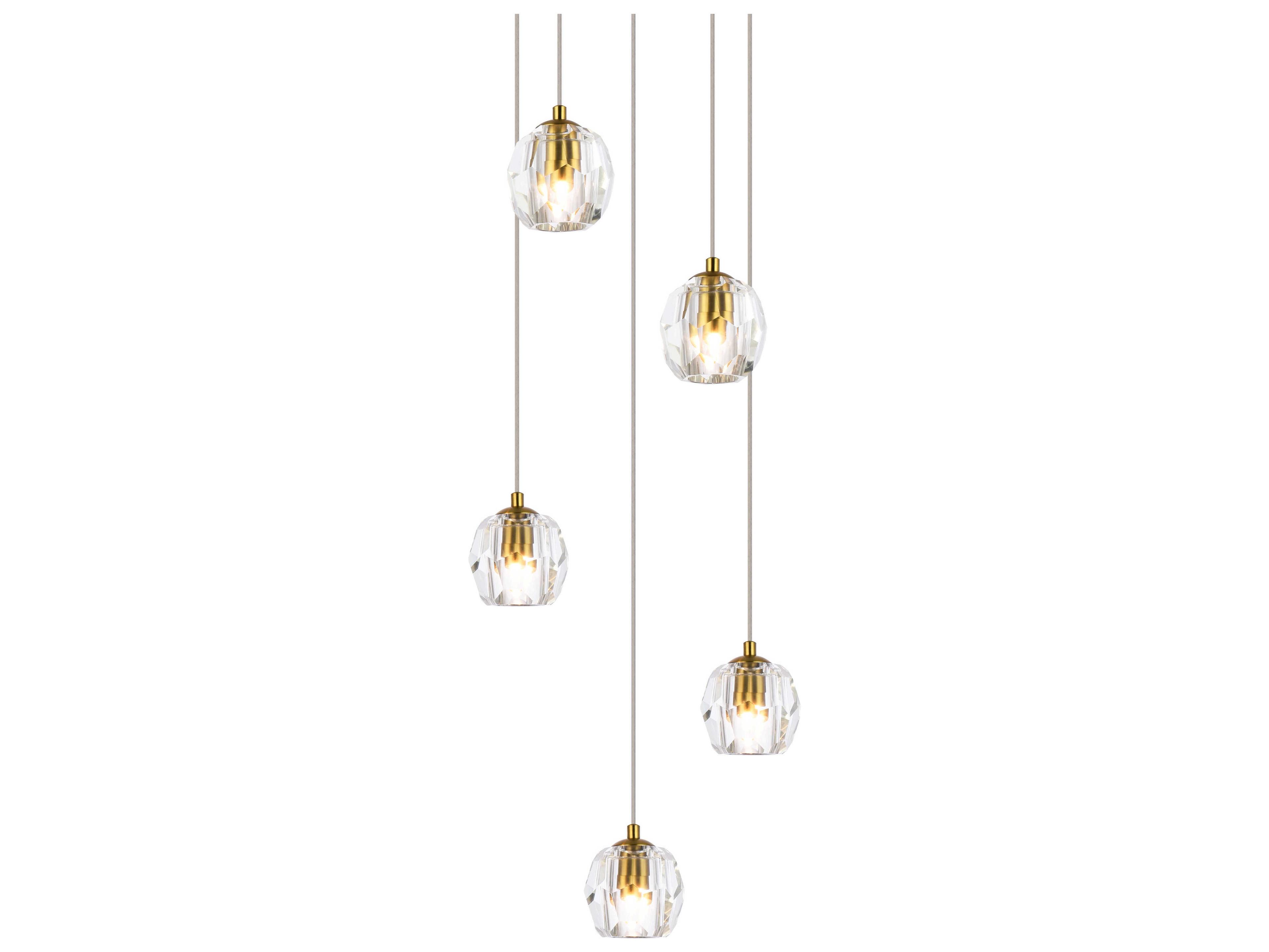 Elegant Lighting Eren 5-Light Gold Crystal Glass Geometric Pendant