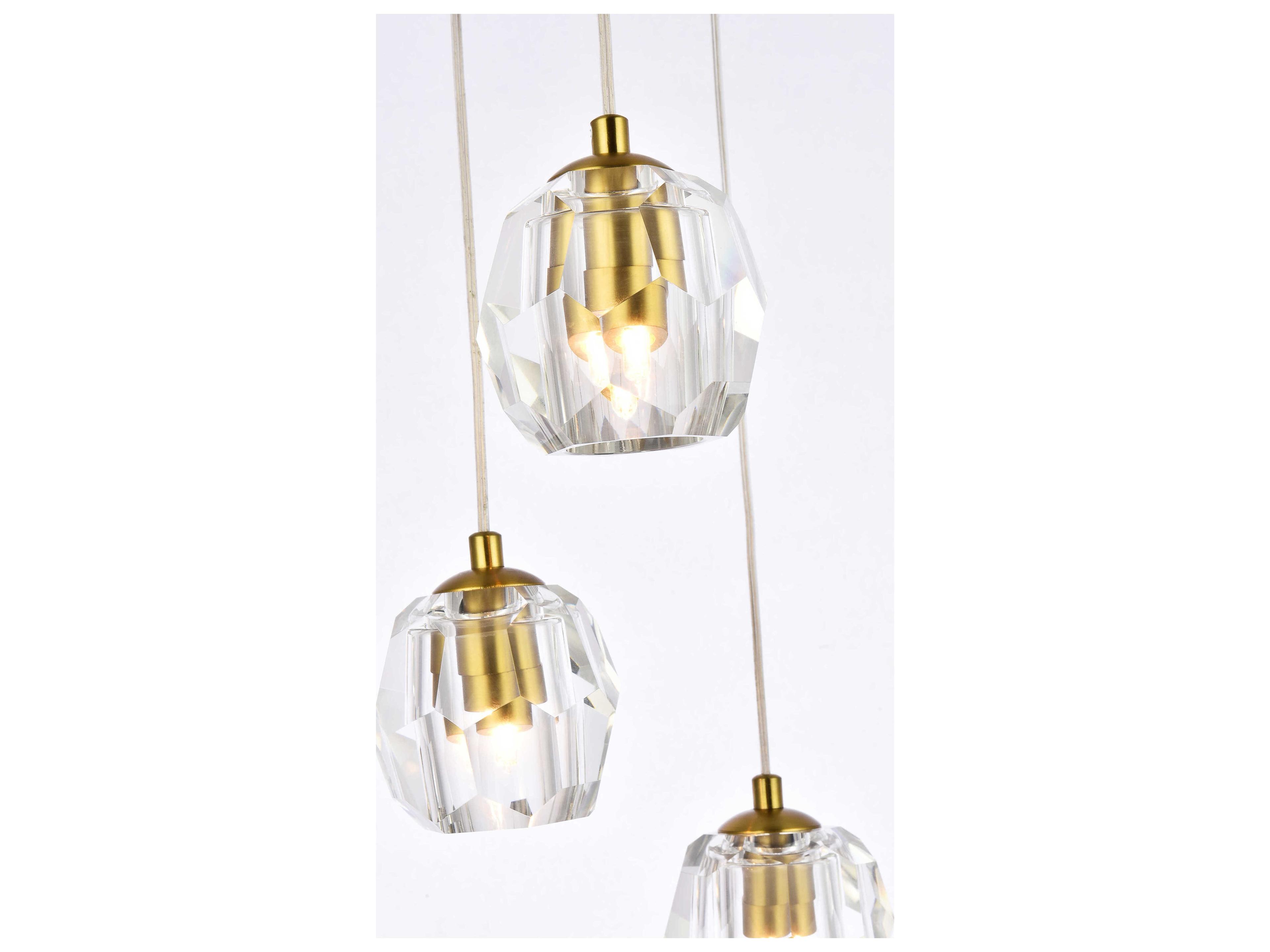 Elegant Lighting Eren 5-Light Gold Crystal Glass Geometric Pendant