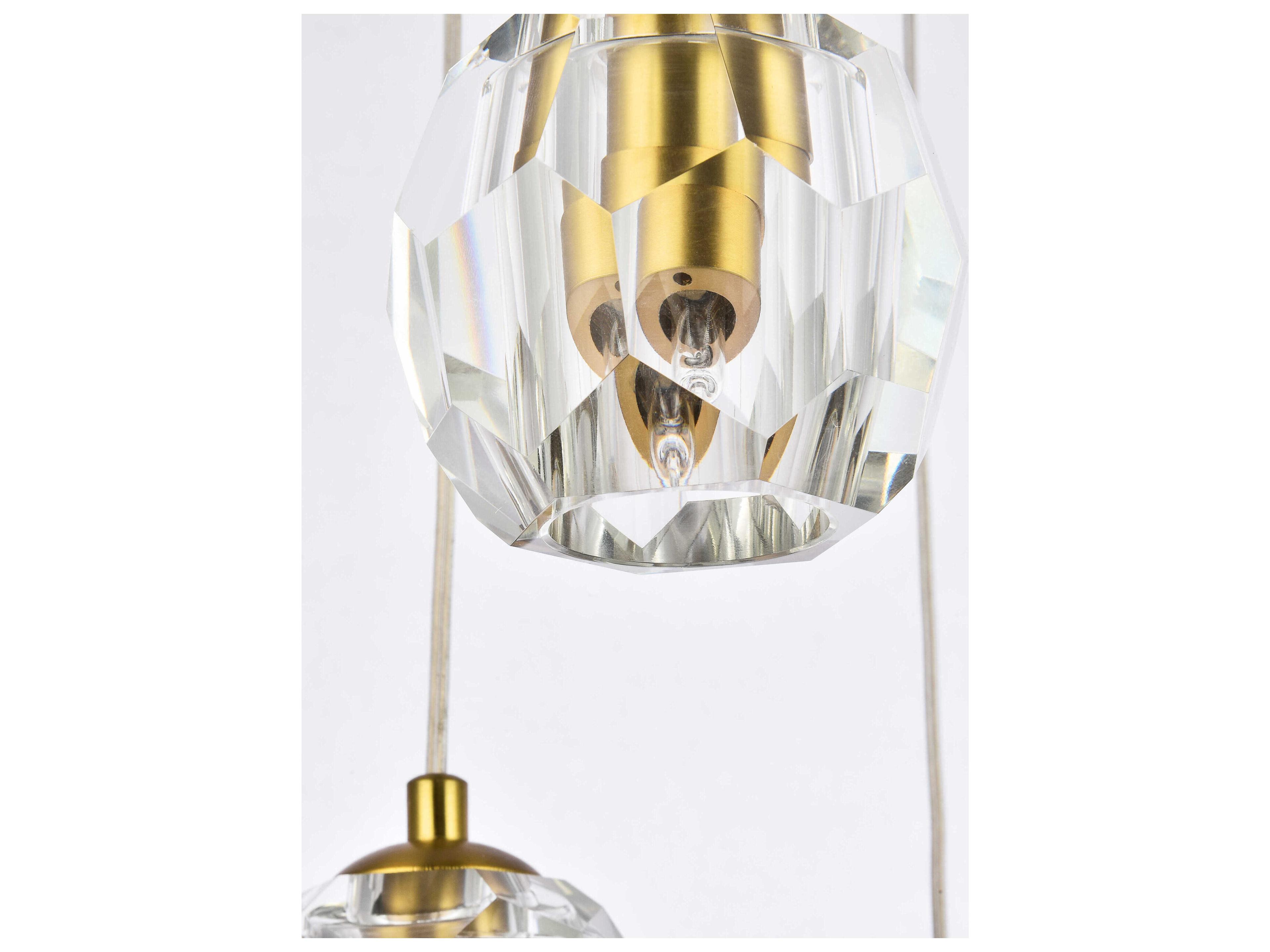 Elegant Lighting Eren 5-Light Gold Crystal Glass Geometric Pendant