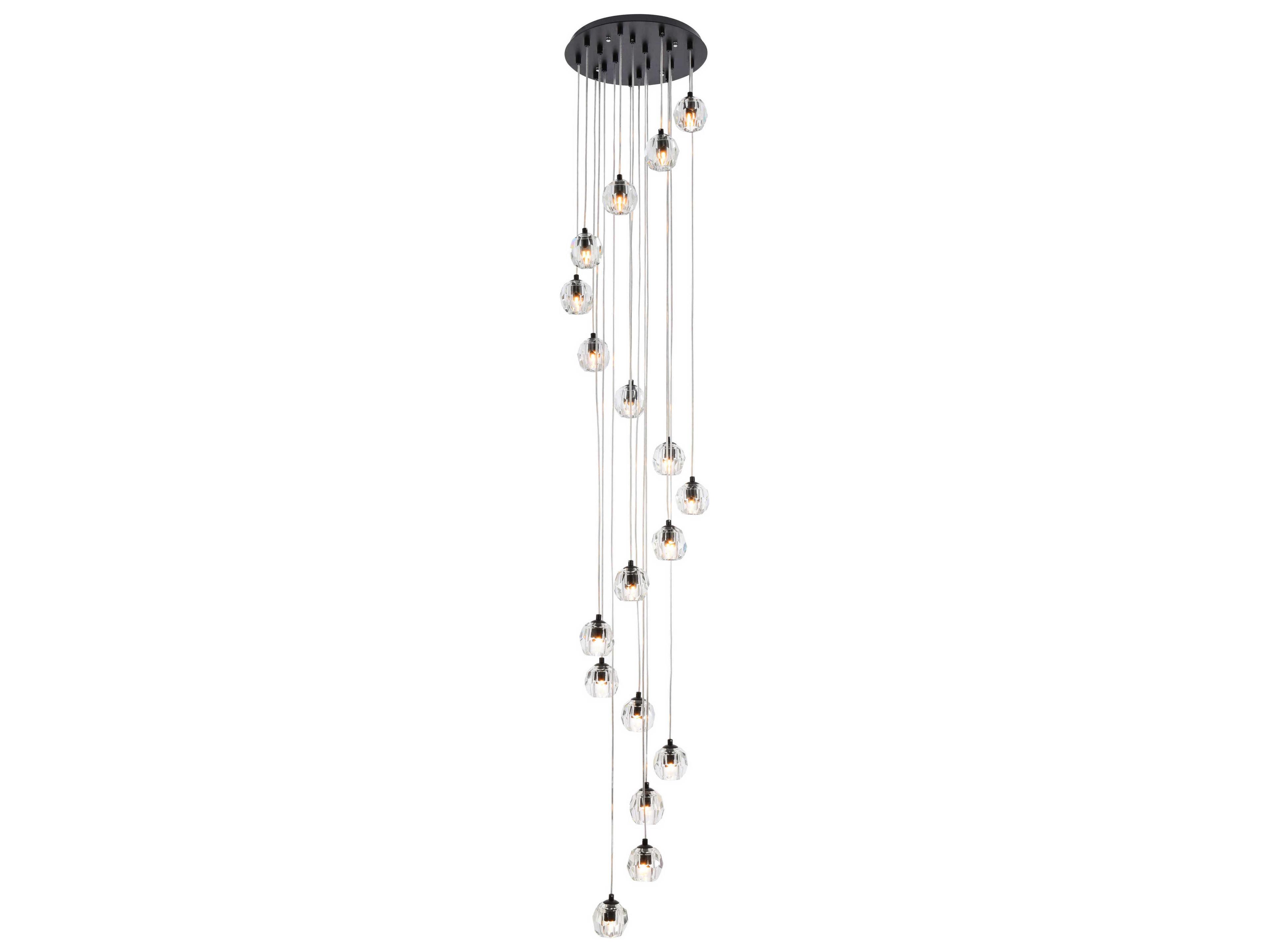 Eren 18-Light8-Light Black Crystal Glass Geometric Pendant