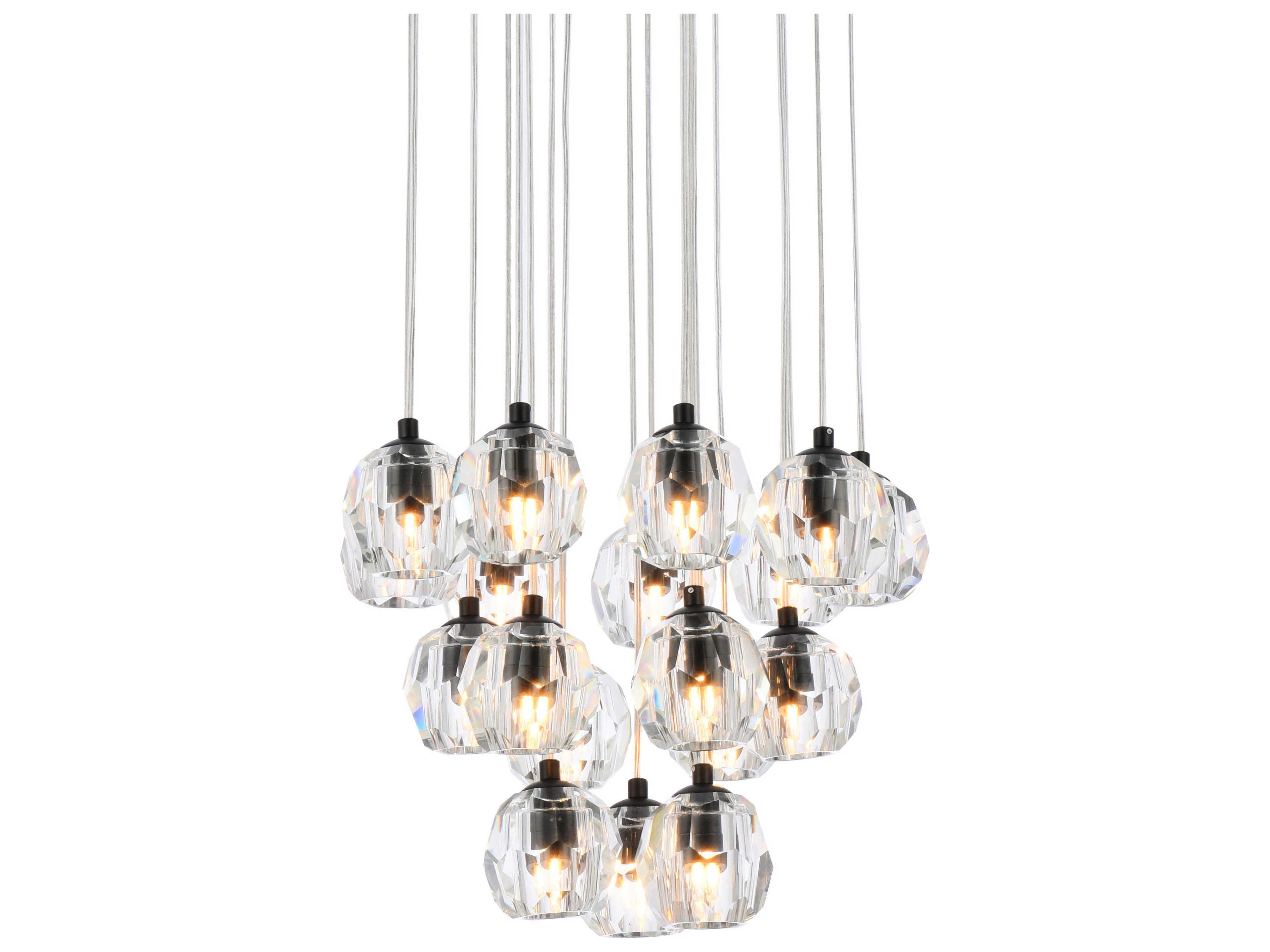Elegant Lighting Eren 18-Light8-Light Black Crystal Glass Geometric Pendant