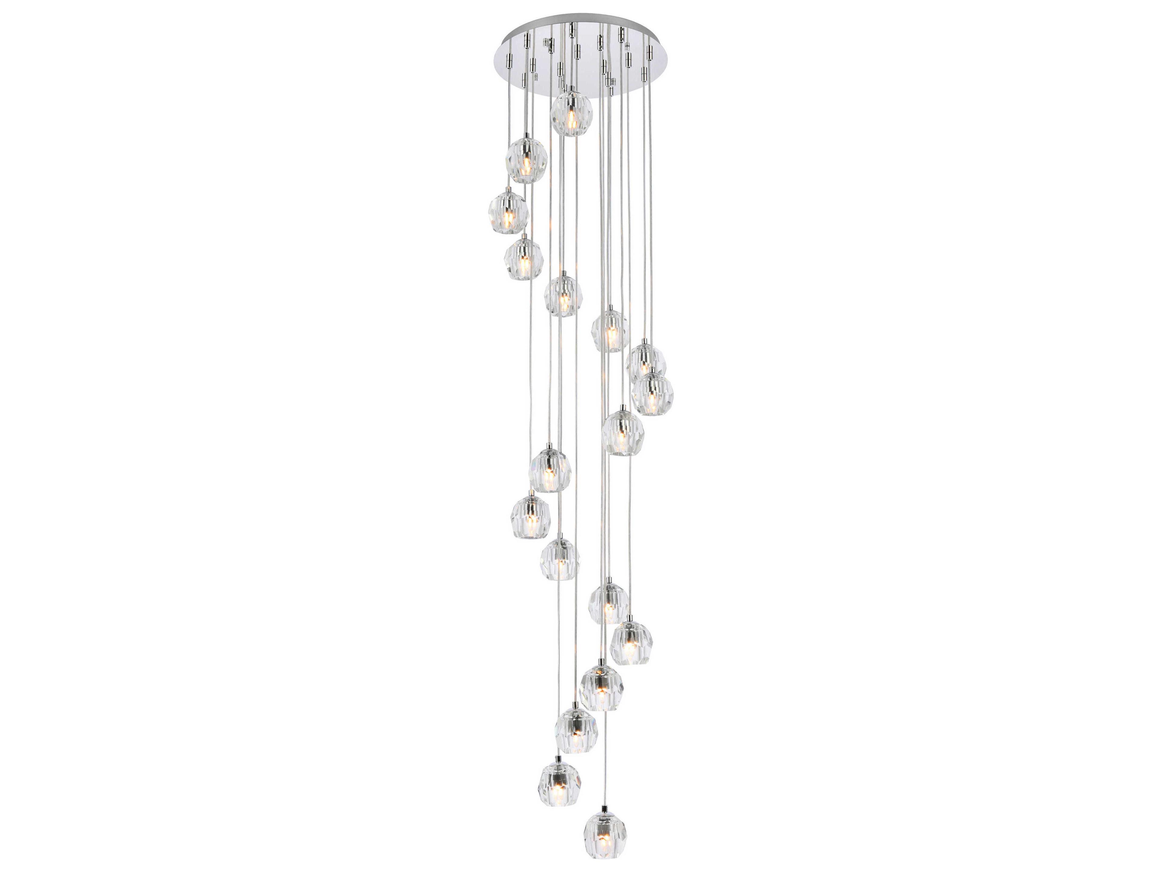 Eren 18-Light8-Light Chrome Crystal Glass Geometric Pendant