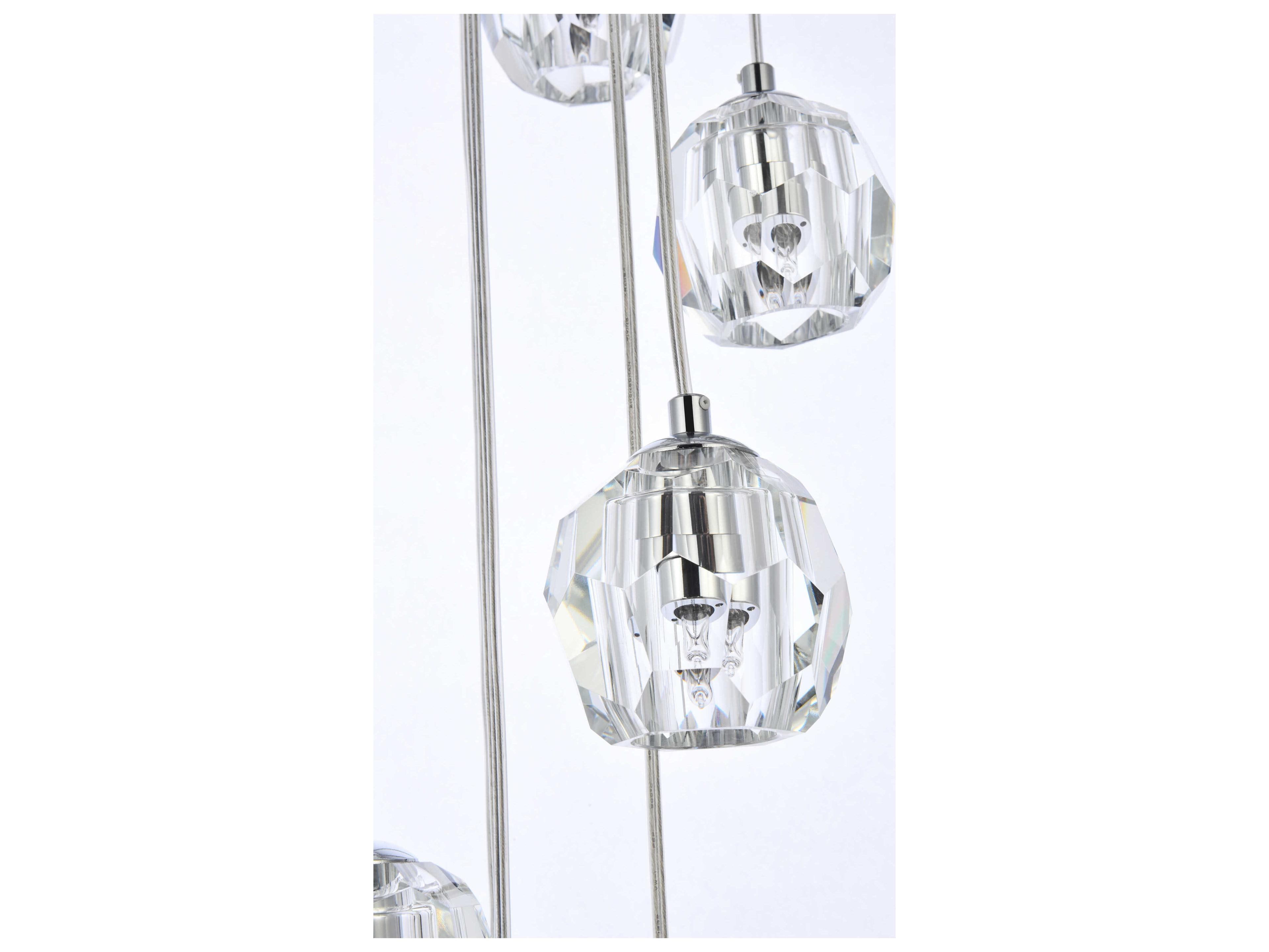 Elegant Lighting Eren 18-Light8-Light Chrome Crystal Glass Geometric Pendant