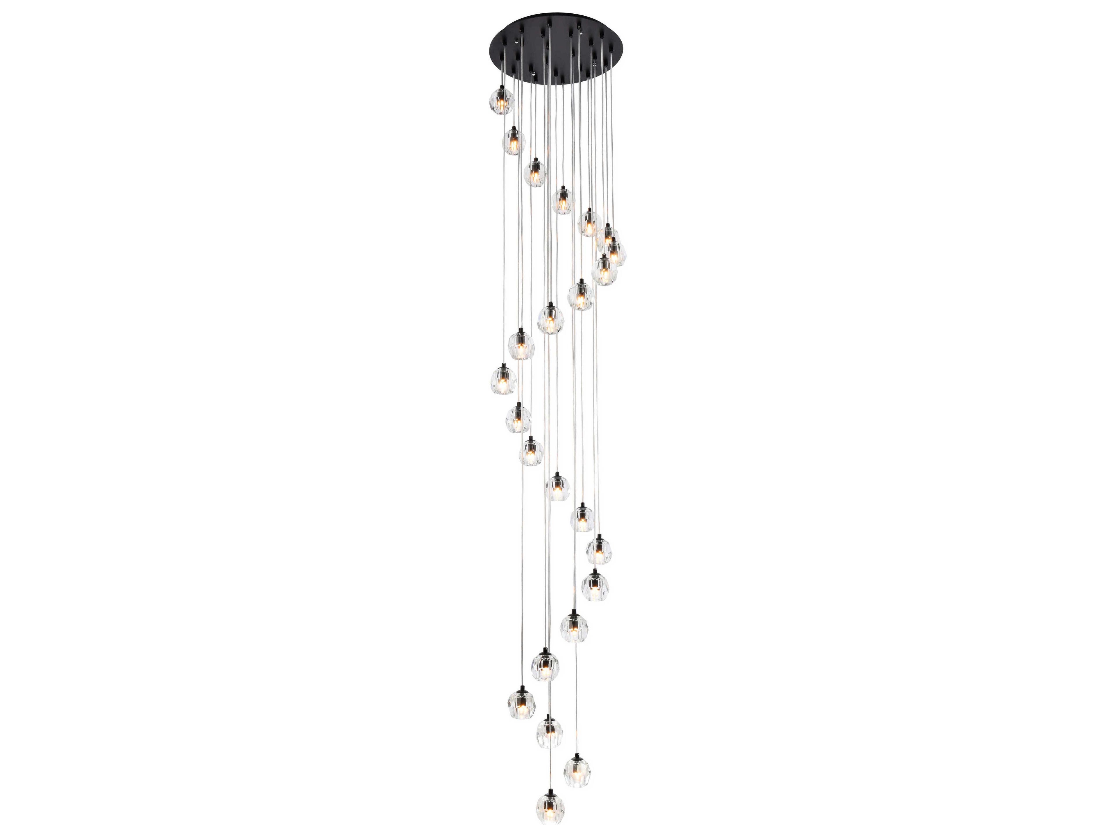 Eren 24-Light Black Crystal Glass Geometric Pendant