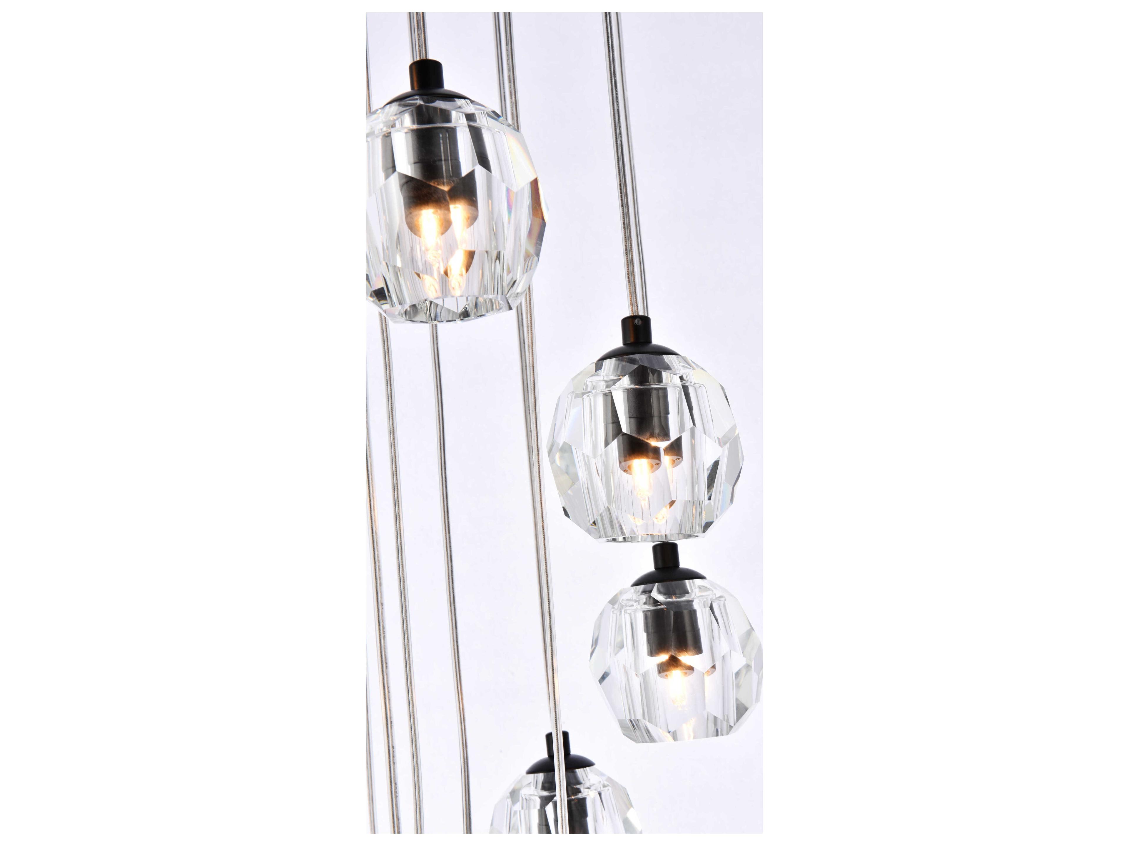Elegant Lighting Eren 24-Light Black Crystal Glass Geometric Pendant