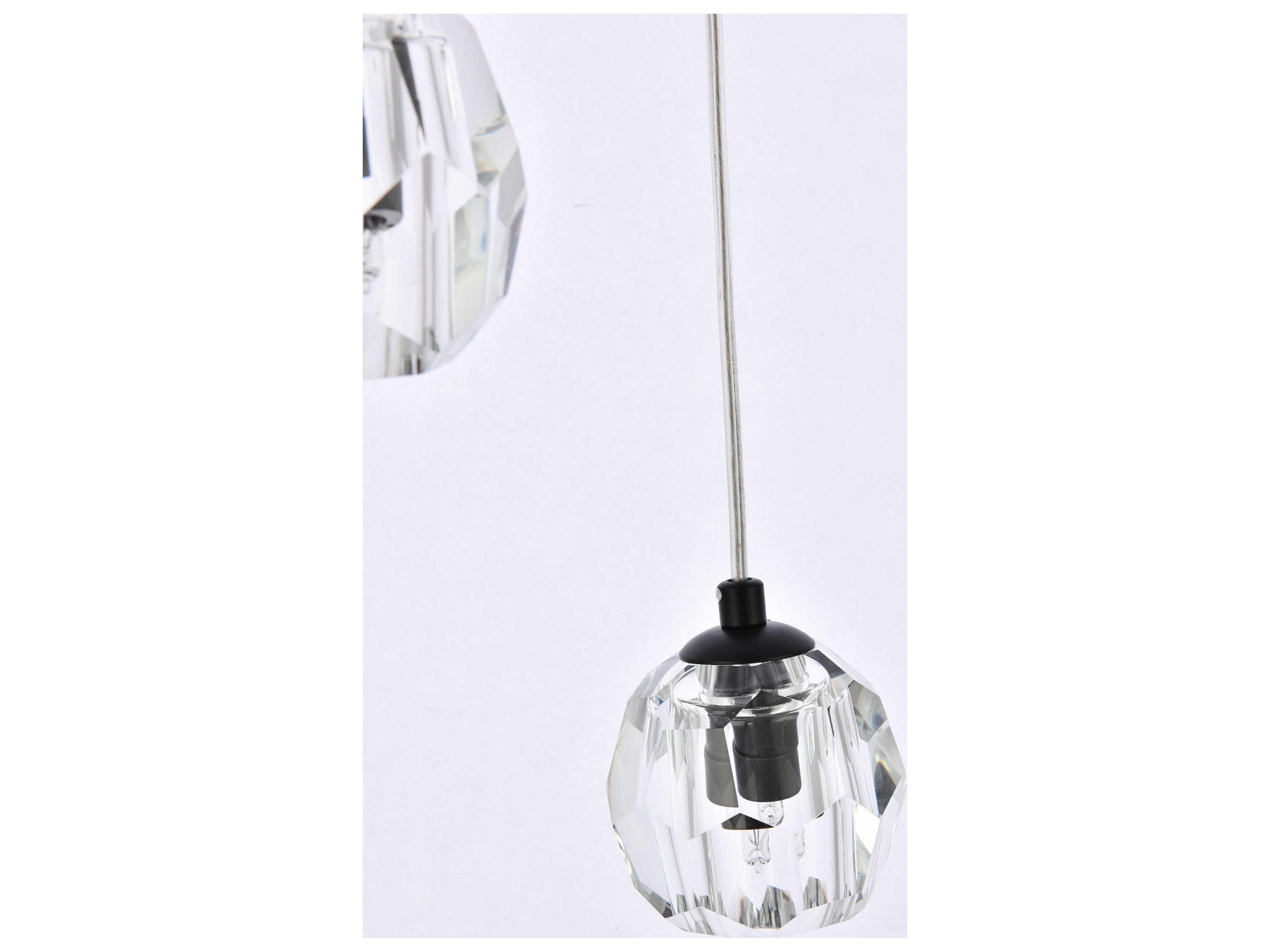 Elegant Lighting Eren 24-Light Black Crystal Glass Geometric Pendant