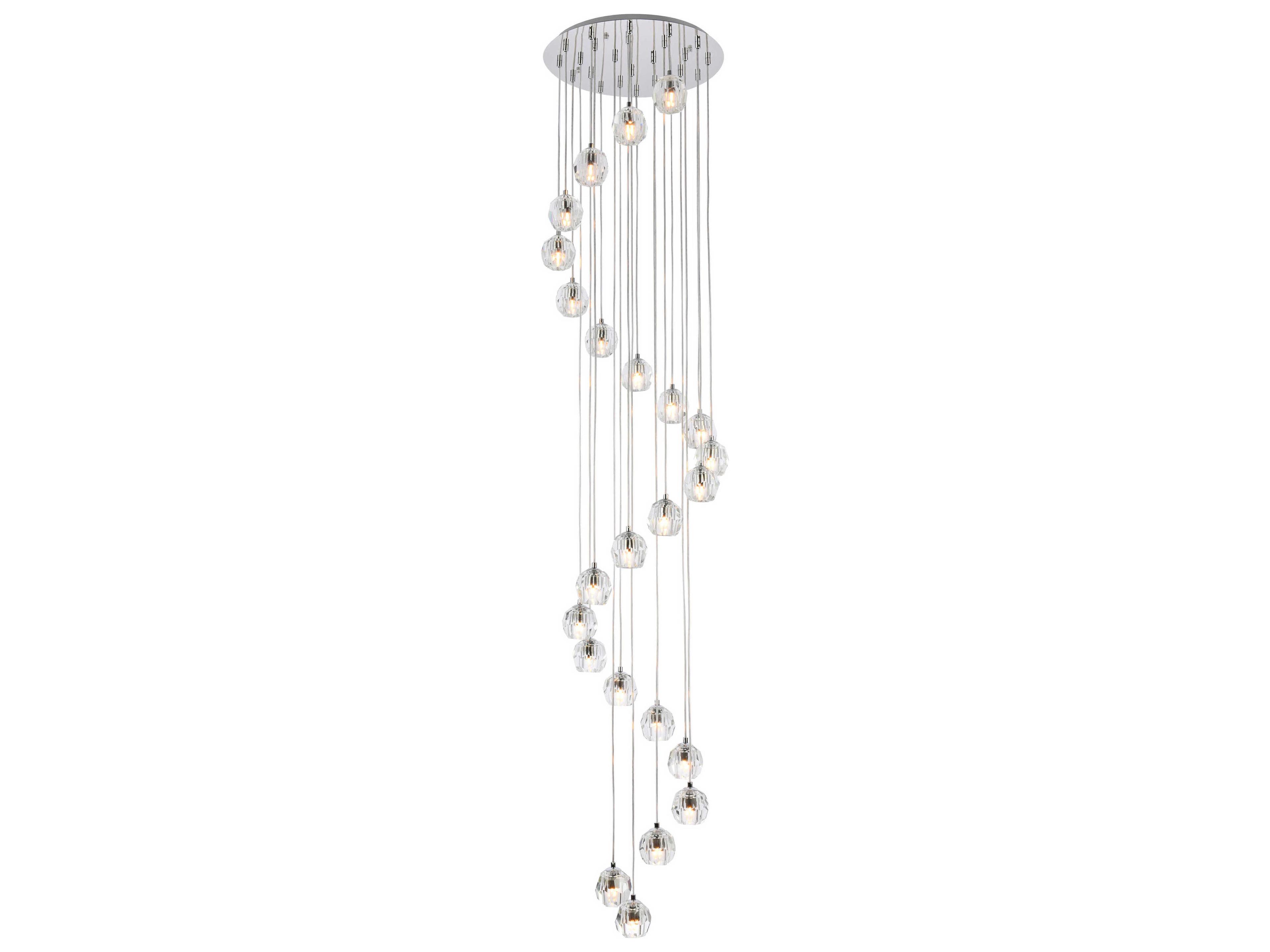 Eren 24-Light Chrome Crystal Glass Geometric Pendant