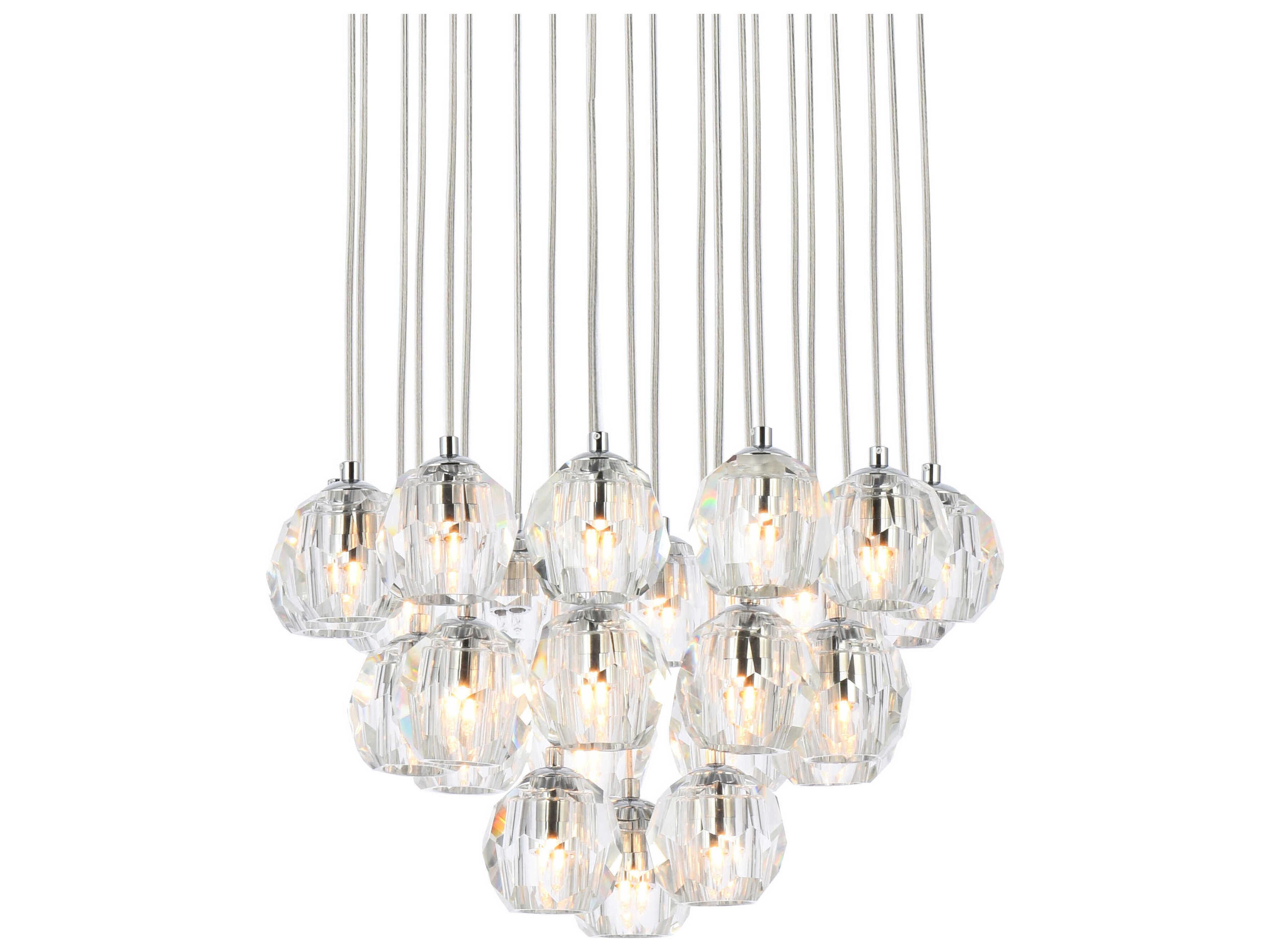 Elegant Lighting Eren 24-Light Chrome Crystal Glass Geometric Pendant