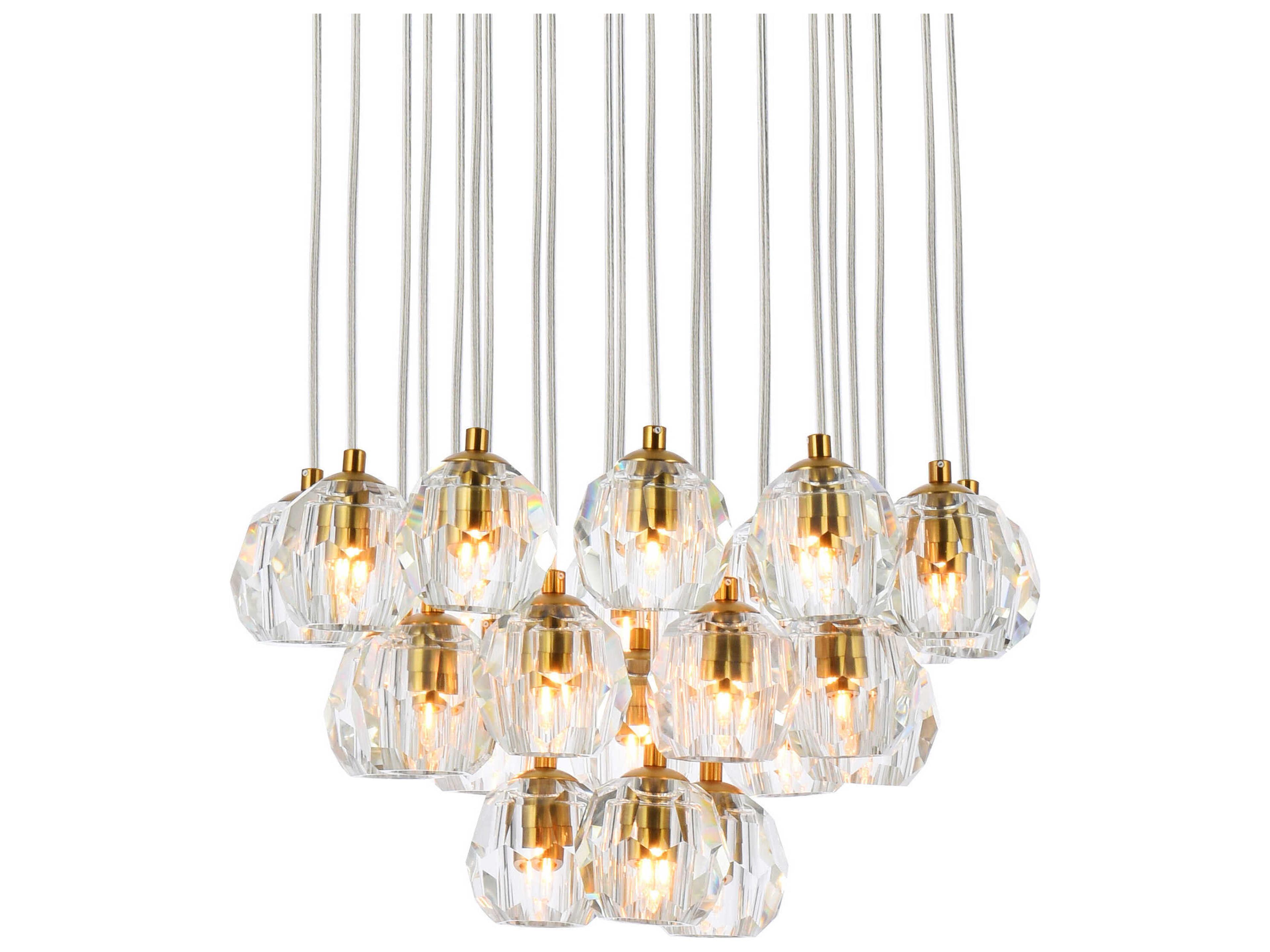 Elegant Lighting Eren 24-Light Gold Crystal Glass Geometric Pendant