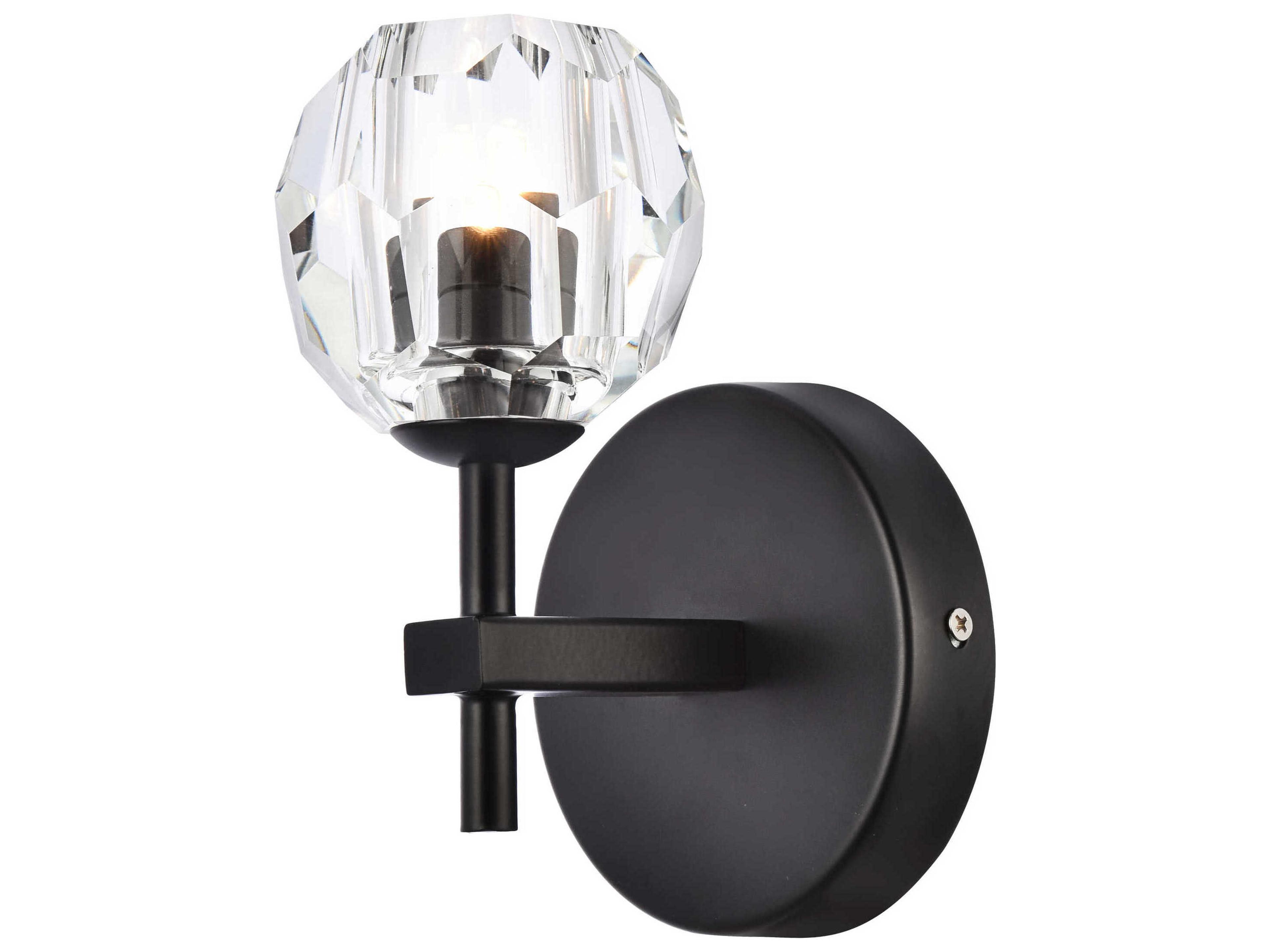 Eren 1-Light Black Crystal Glass Wall Sconce