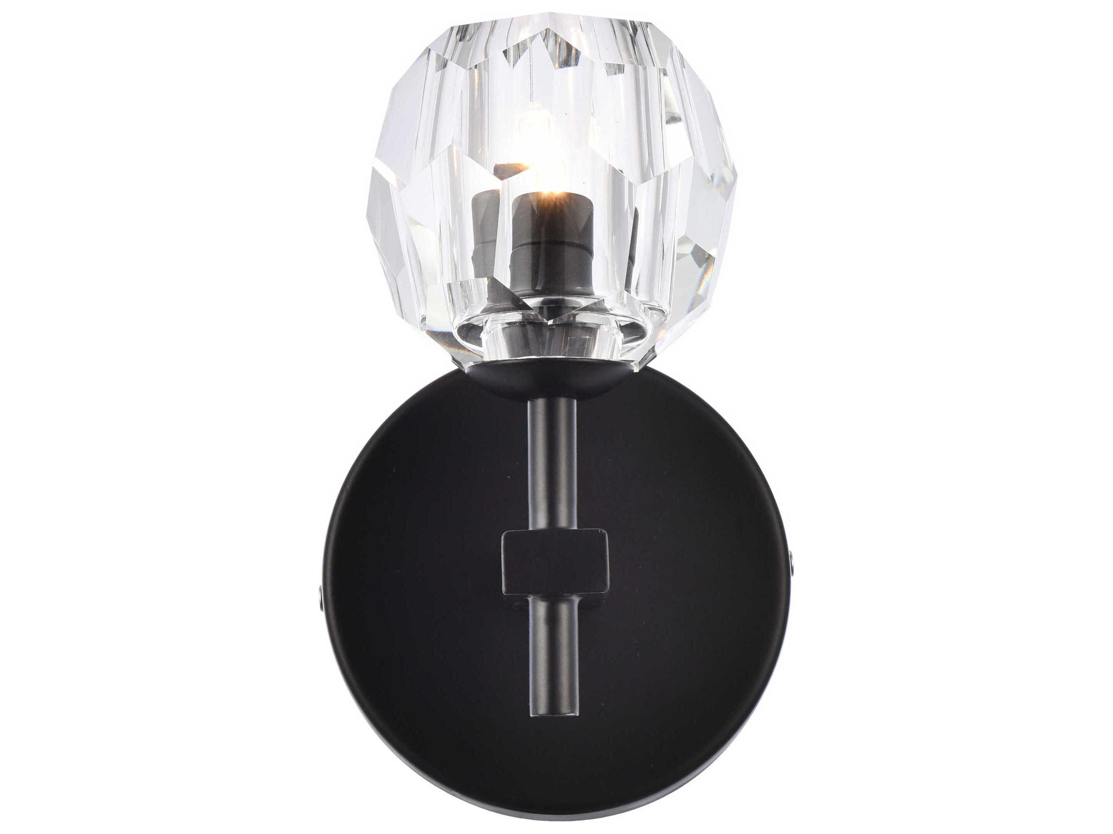 Elegant Lighting Eren 1-Light Black Crystal Glass Wall Sconce