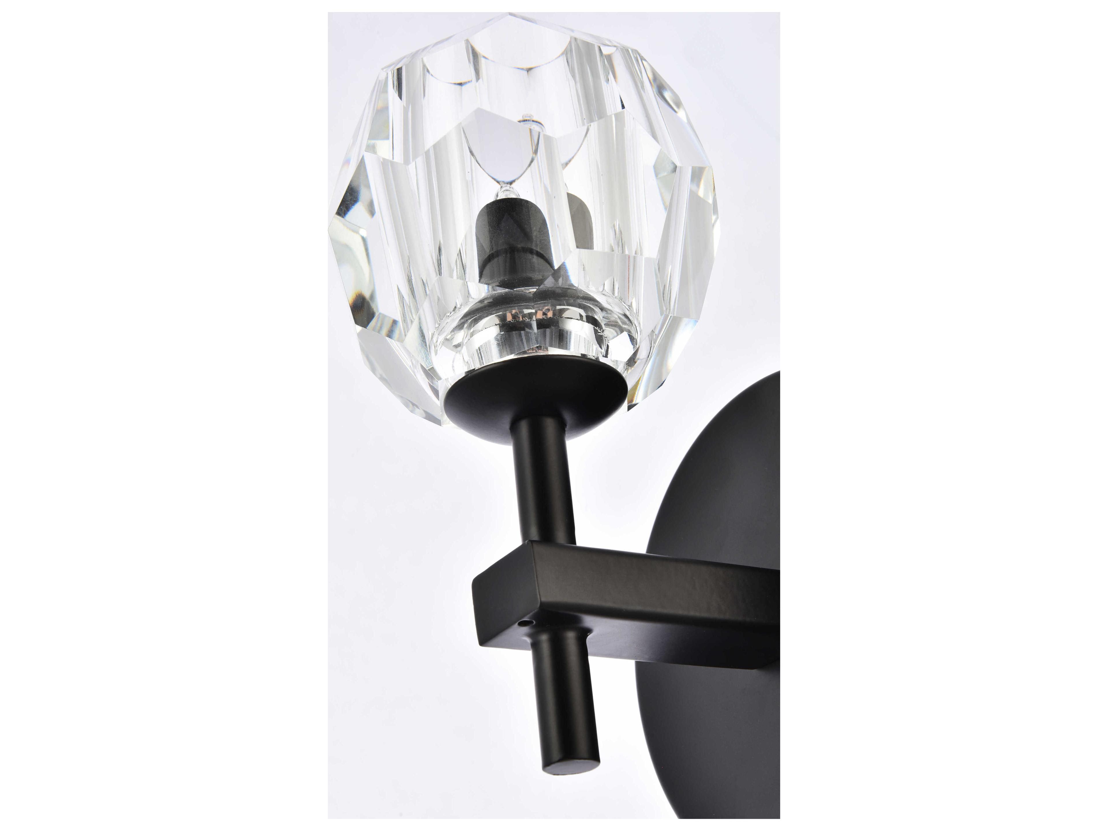 Elegant Lighting Eren 1-Light Black Crystal Glass Wall Sconce