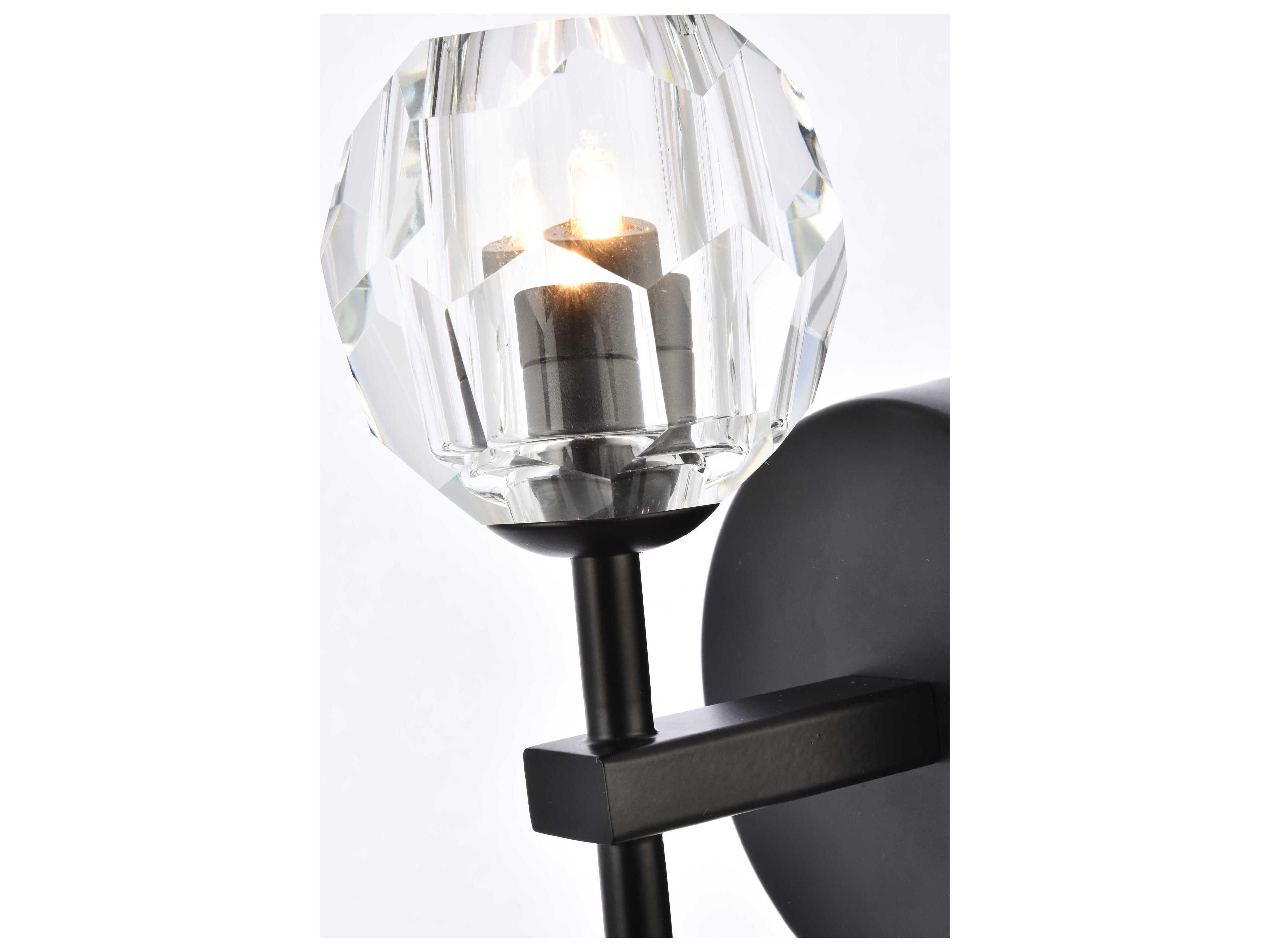 Elegant Lighting Eren 1-Light Black Crystal Glass Wall Sconce