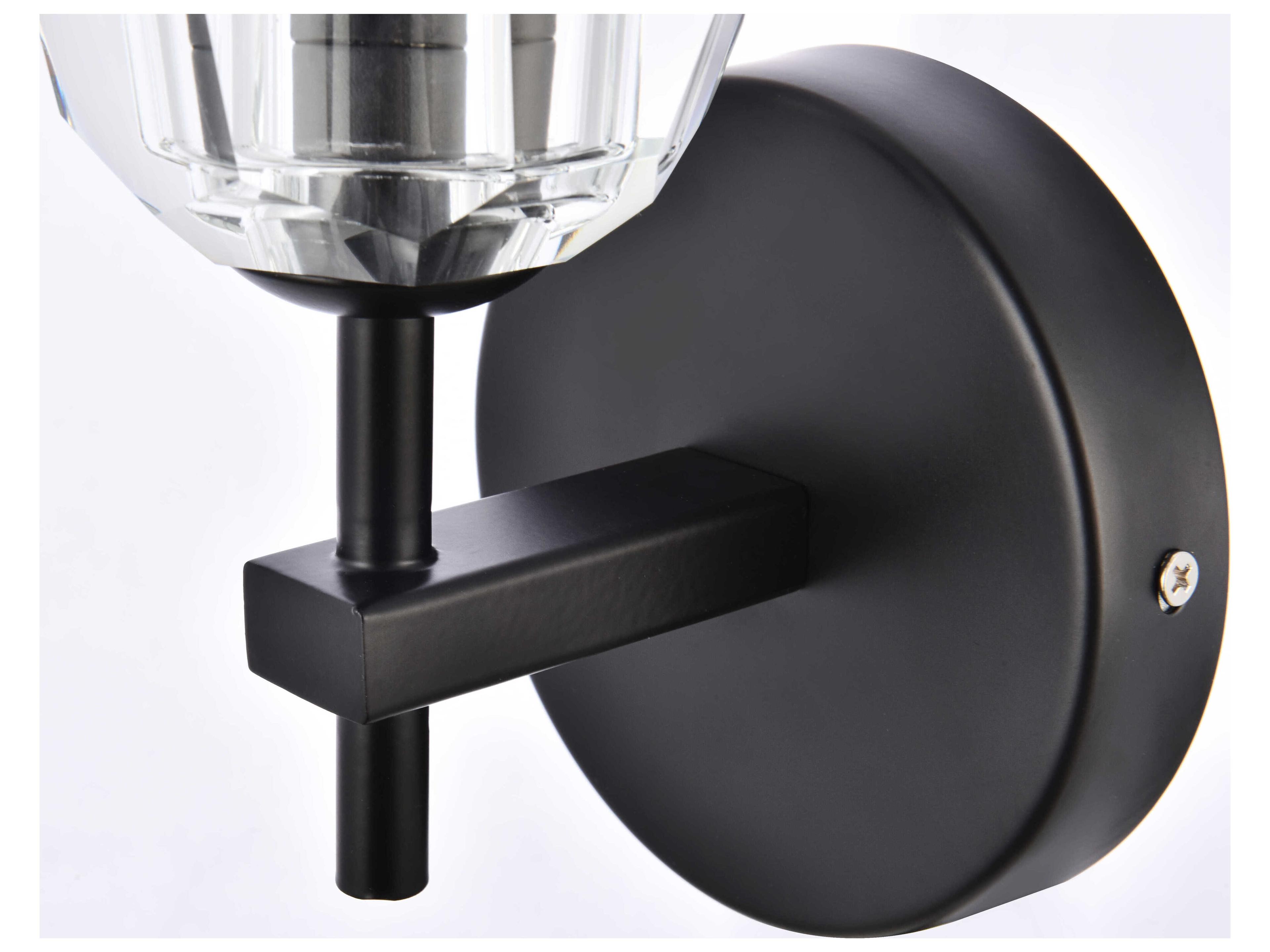 Elegant Lighting Eren 1-Light Black Crystal Glass Wall Sconce