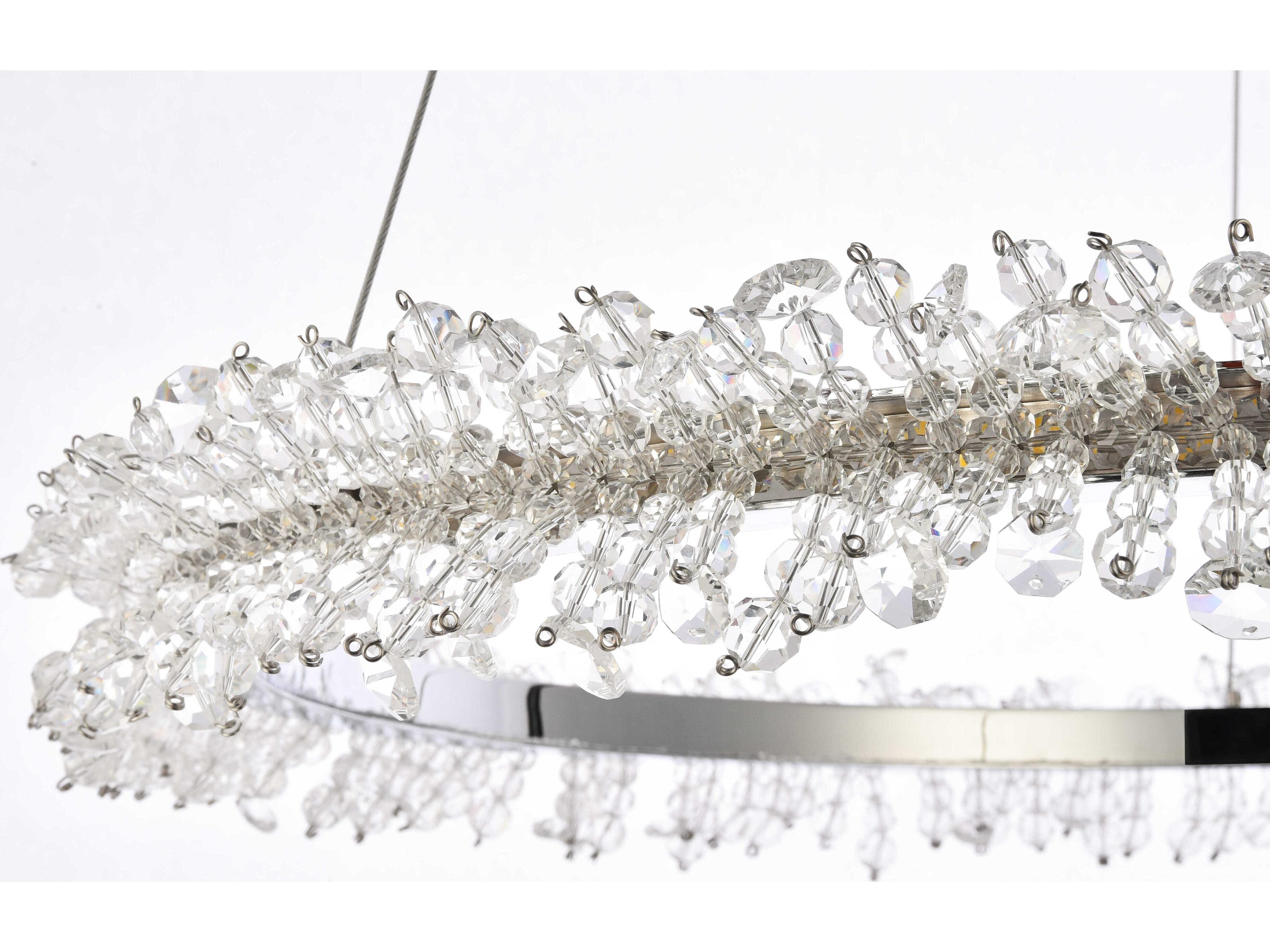 Elegant Lighting Laurel Chrome Clear Crystal LED Drum Chandelier