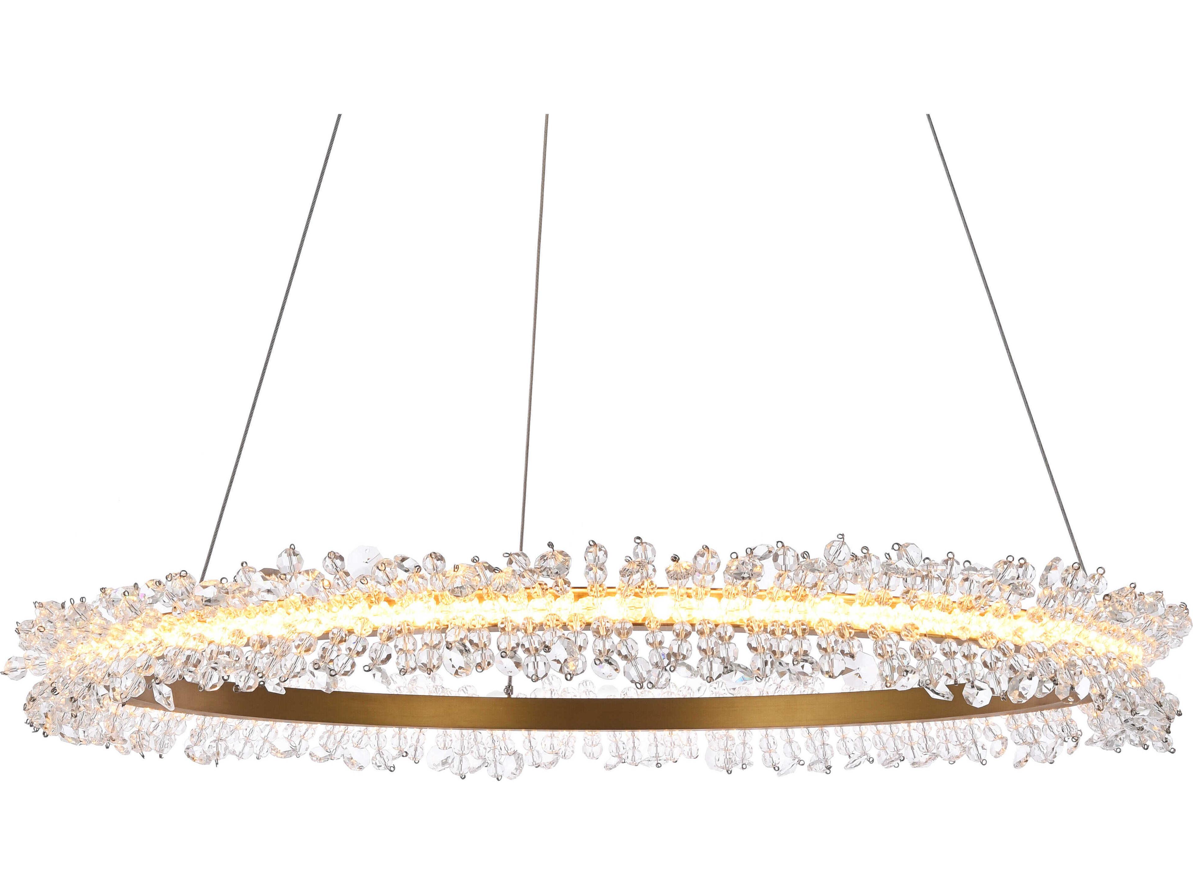 Elegant Lighting Laurel Gold Clear Crystal LED Drum Chandelier