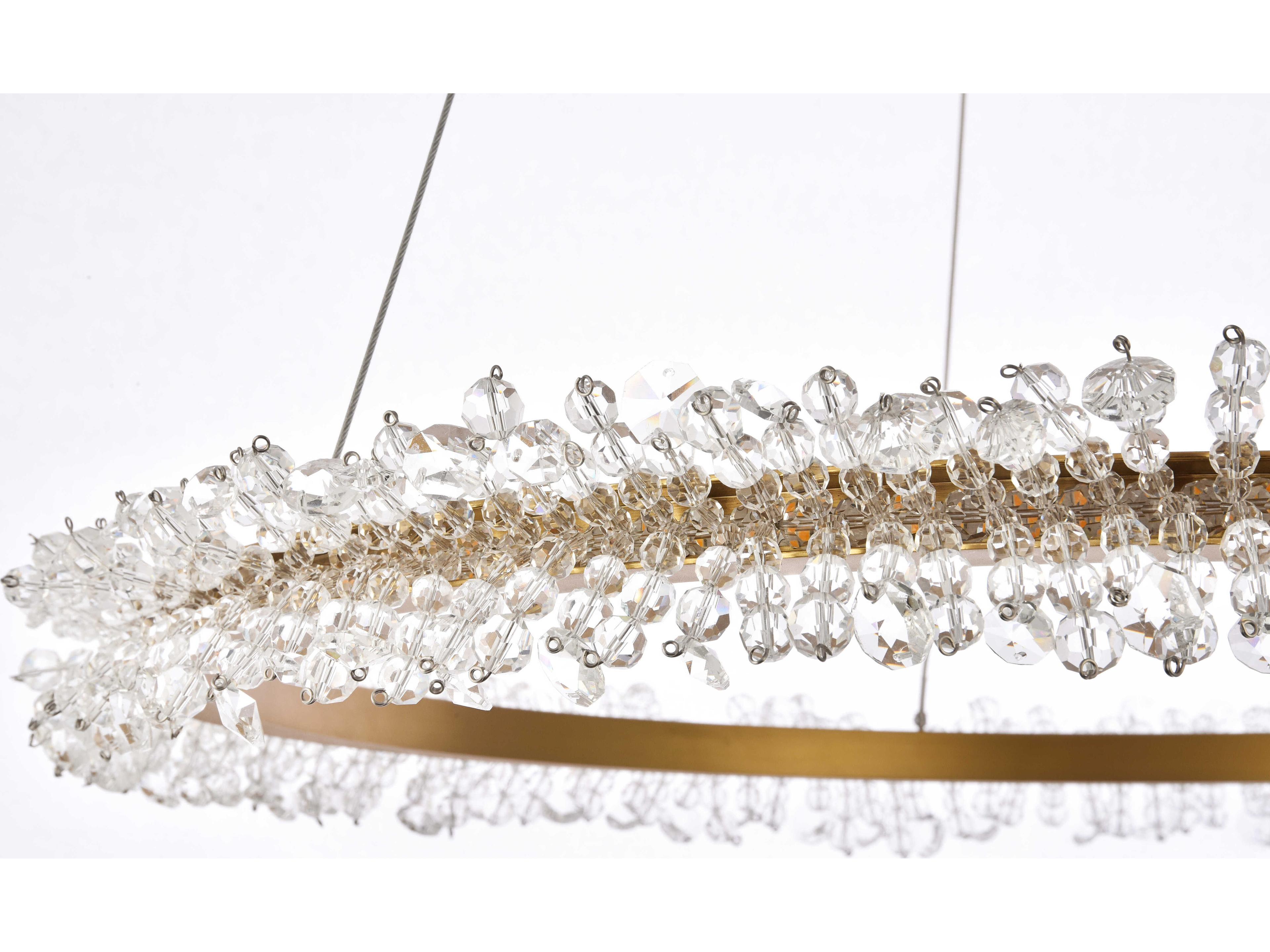 Elegant Lighting Laurel Gold Clear Crystal LED Drum Chandelier
