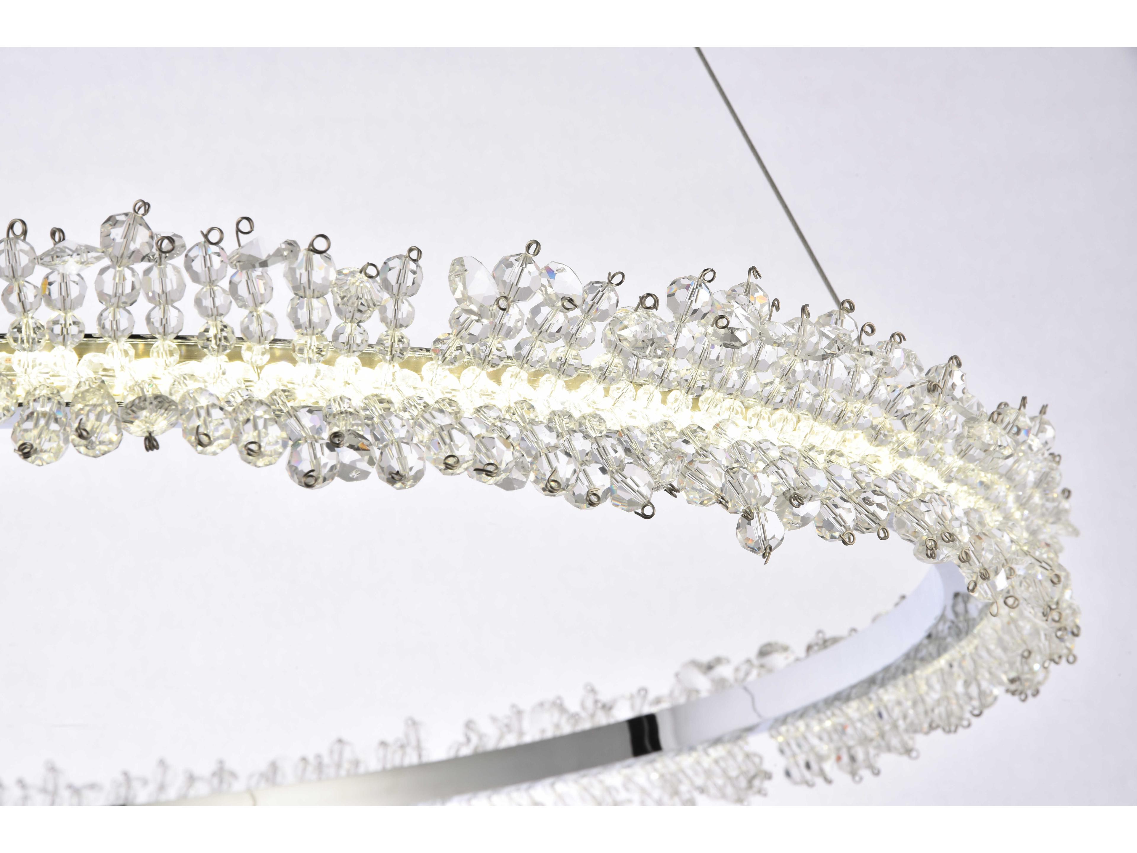 Elegant Lighting Laurel Chrome Clear Crystal LED Drum Chandelier