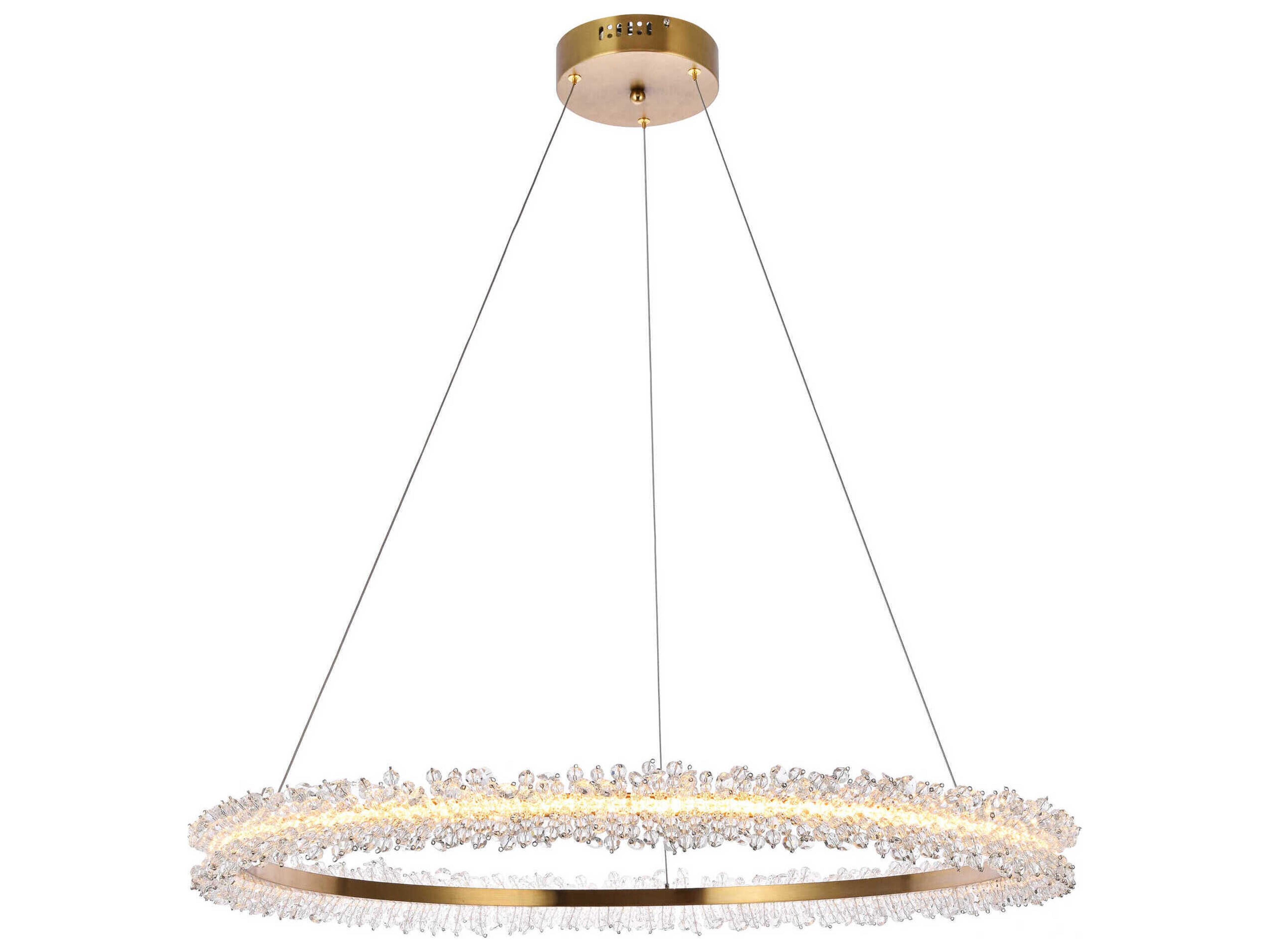 Laurel Gold Clear Crystal LED Drum Chandelier