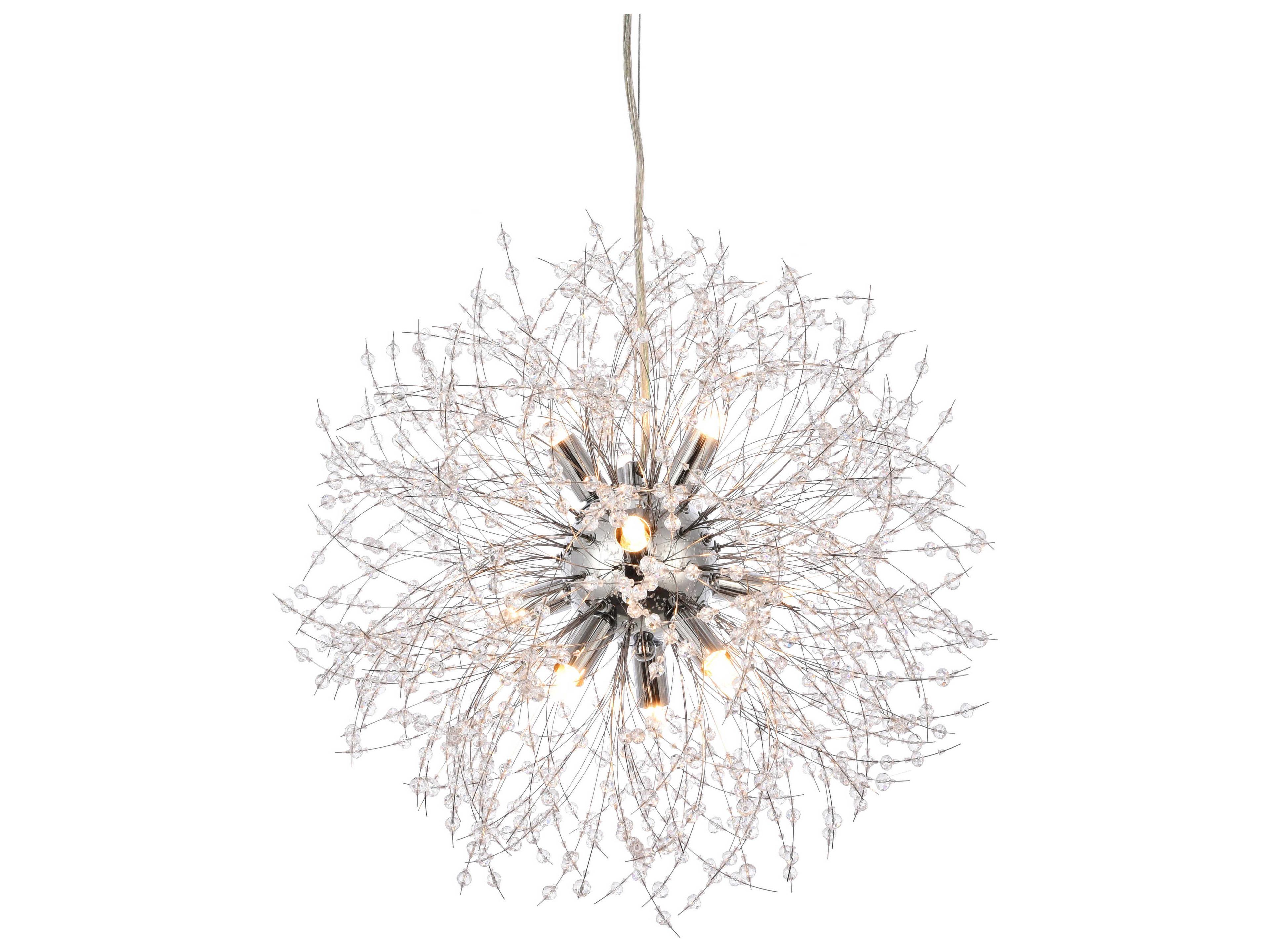 Elegant Lighting Solace 9-Light Chrome Clear Crystal Round Pendant