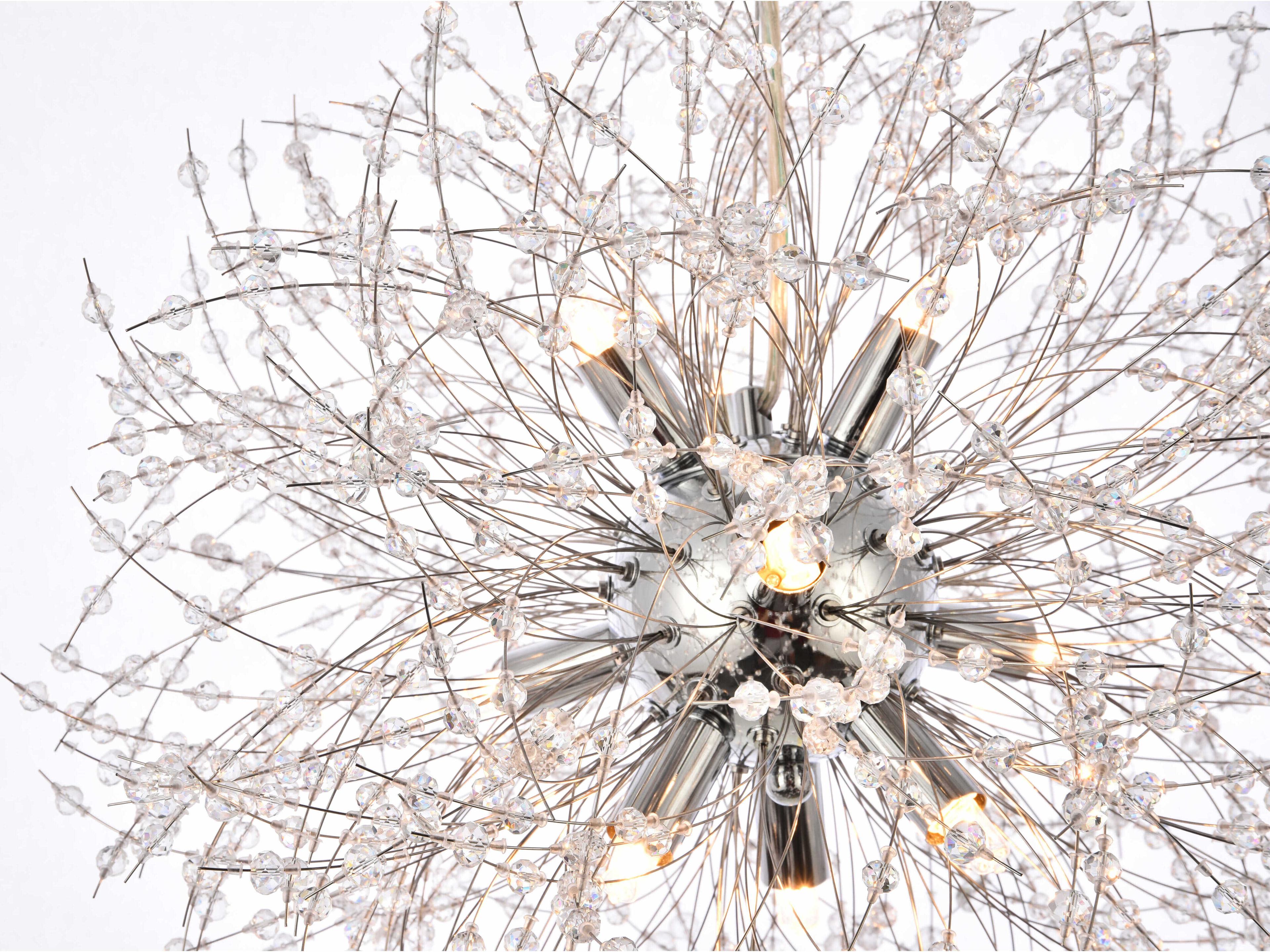 Elegant Lighting Solace 9-Light Chrome Clear Crystal Round Pendant