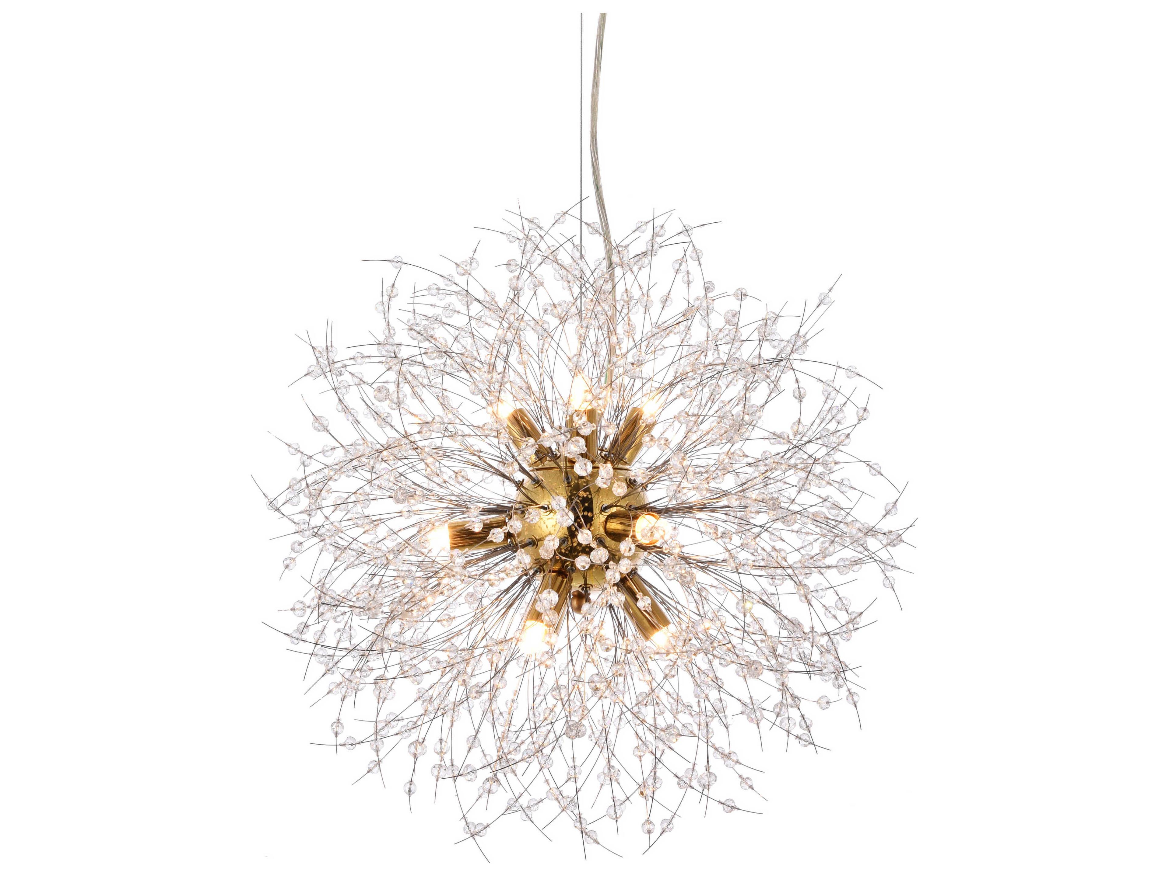 Elegant Lighting Solace 9-Light Gold Clear Crystal Round Pendant