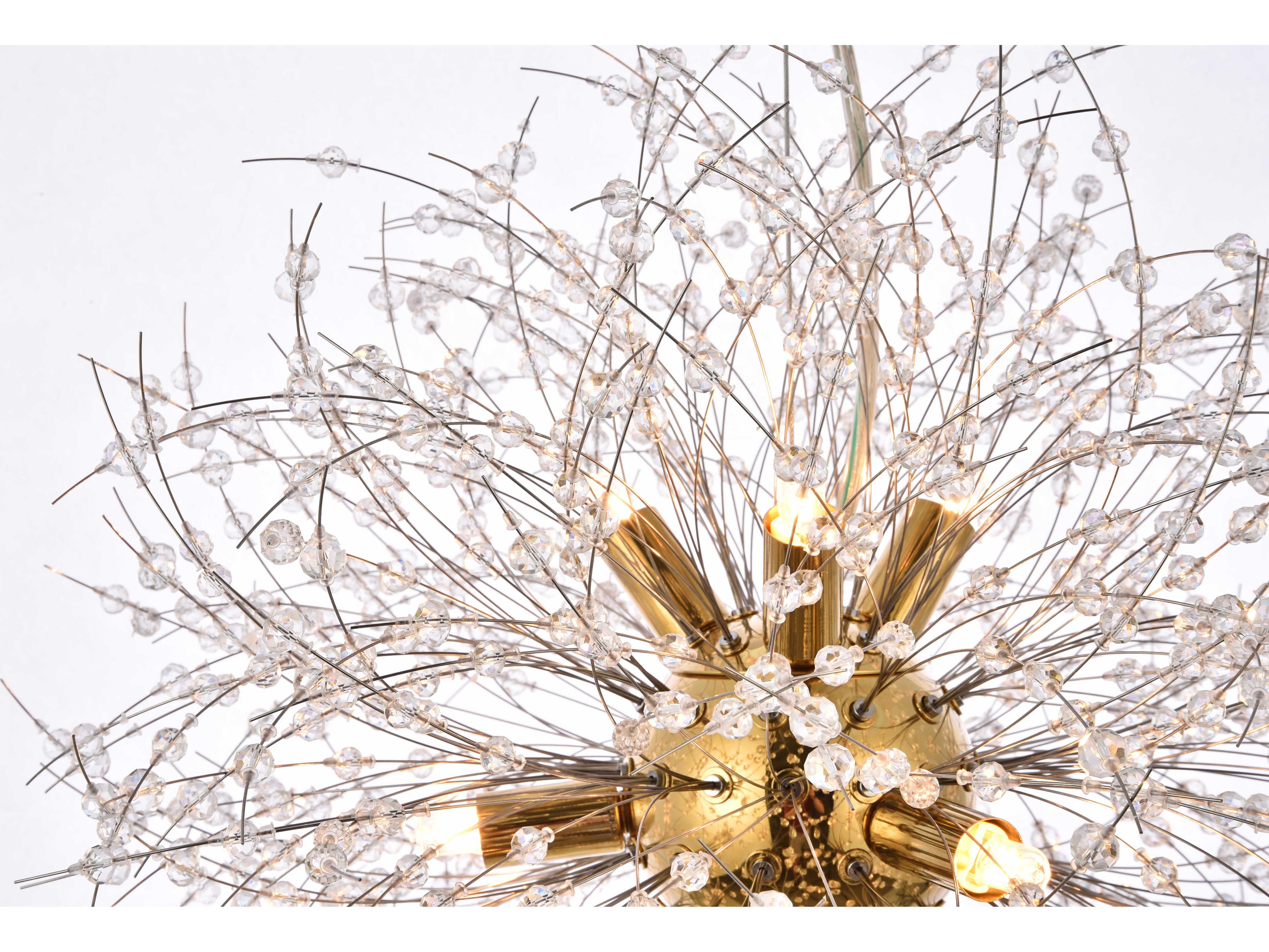 Elegant Lighting Solace 9-Light Gold Clear Crystal Round Pendant