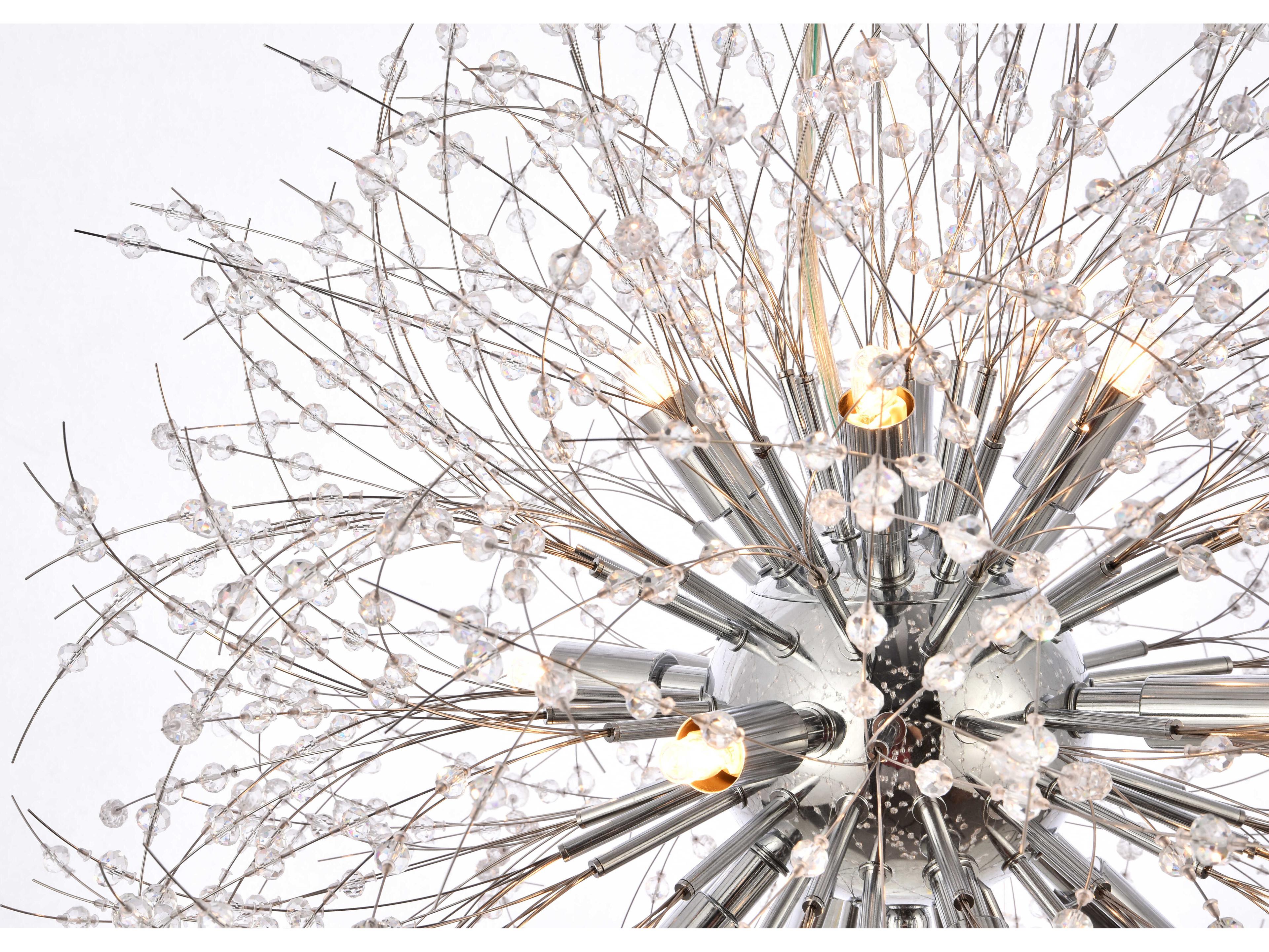 Elegant Lighting Solace 12-Light Chrome Clear Crystal Round Pendant