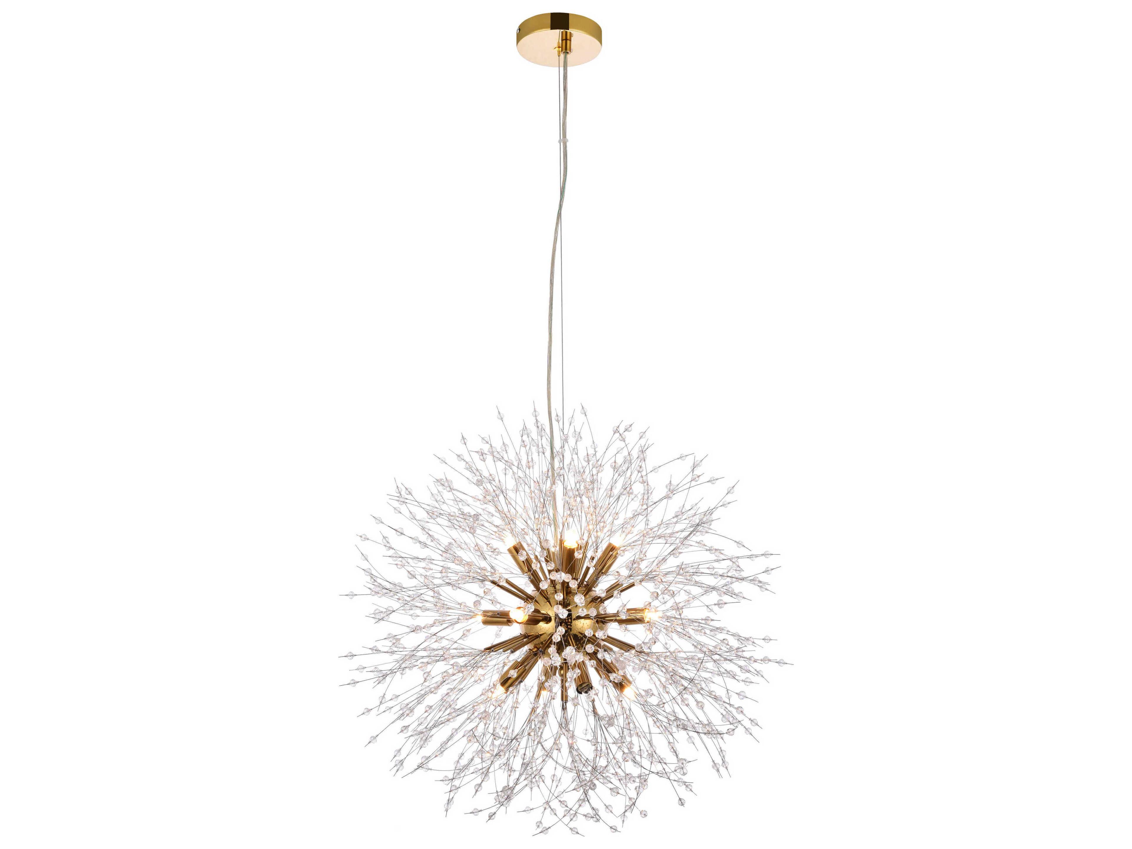 Solace 12-Light Gold Clear Crystal Round Pendant