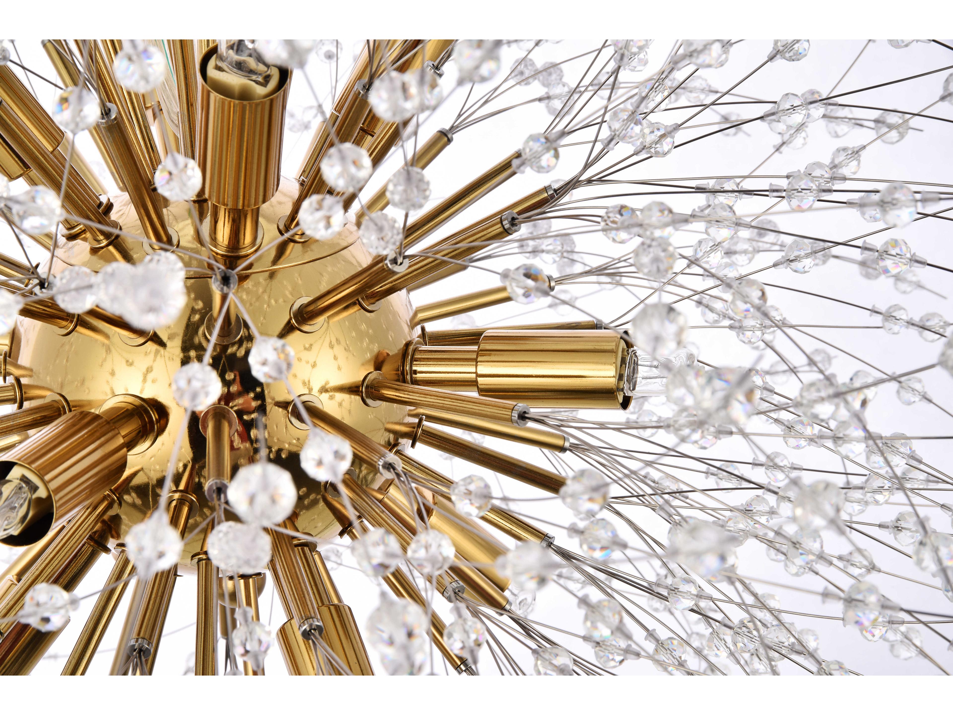 Elegant Lighting Solace 12-Light Gold Clear Crystal Round Pendant