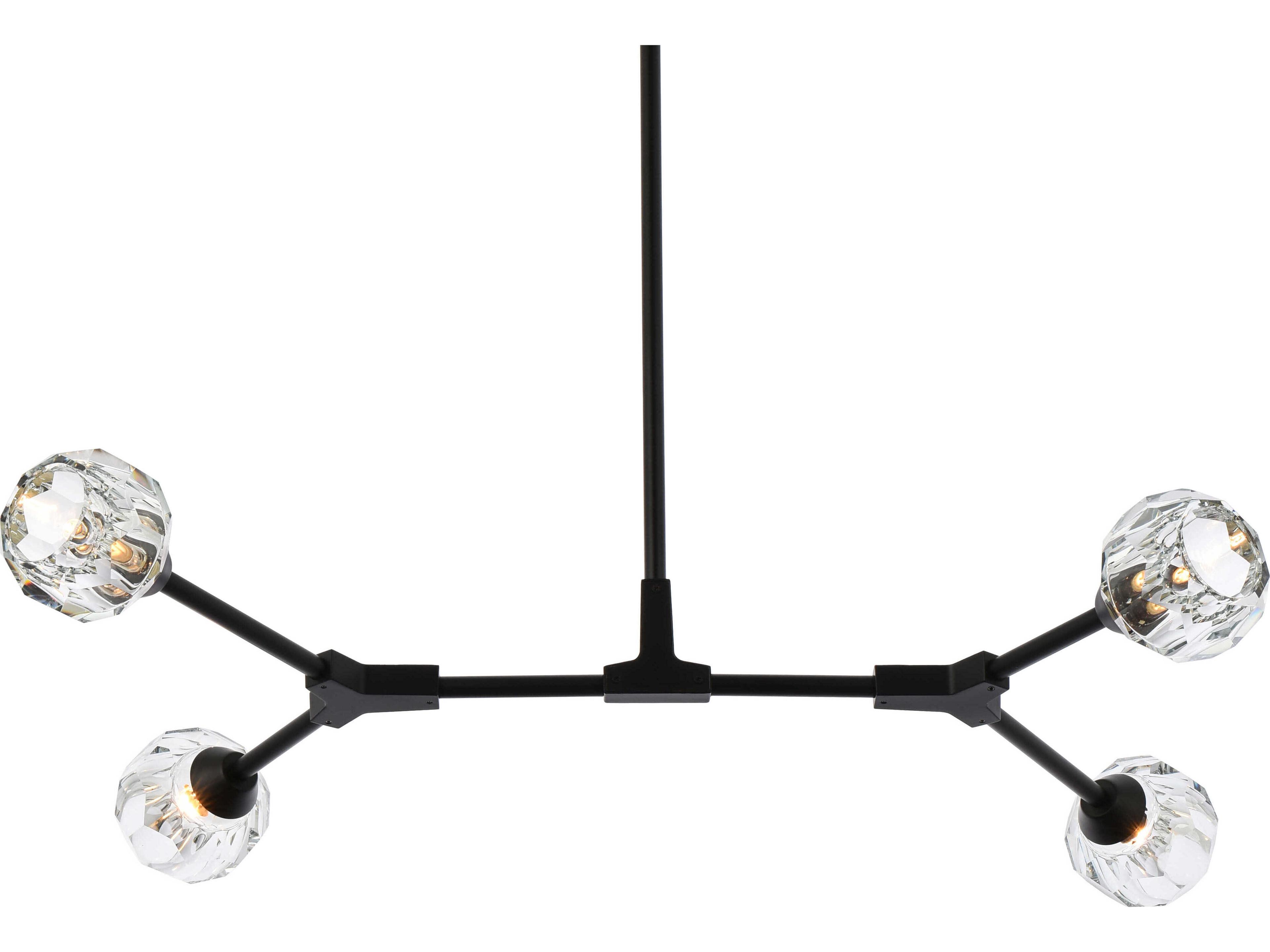 Elegant Lighting Zayne 4-Light Black Crystal Geometric Linear Island Pendant